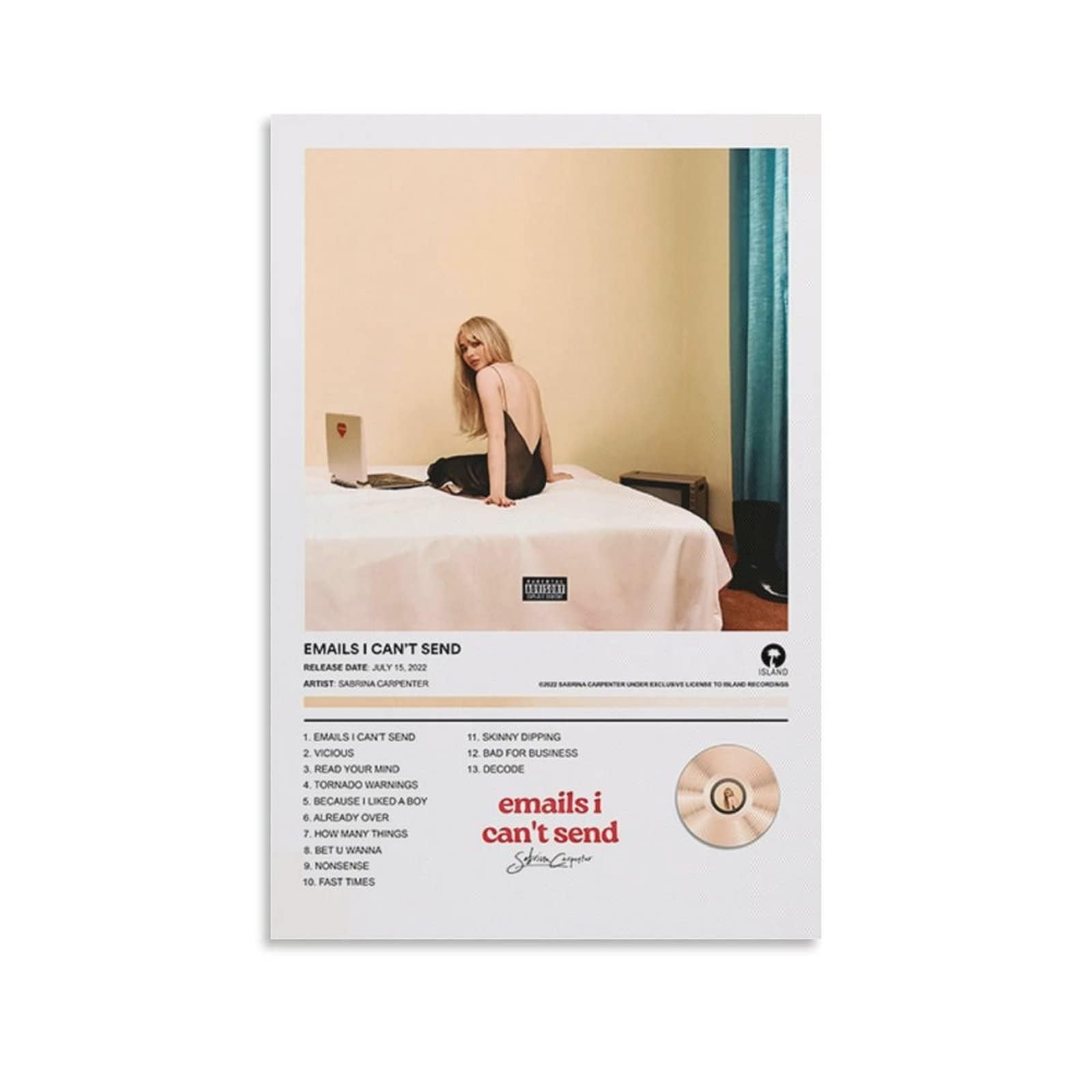 1600x1600 Sabrina Carpenter Posters Emails I Can't Send Music Album Cover Poster Canvas Poster Wall Decorative Art Painting Living Room Bedroom Decoration Gift Unframe Style 112x18inch(30x45cm) : Amazon.com.au: Home