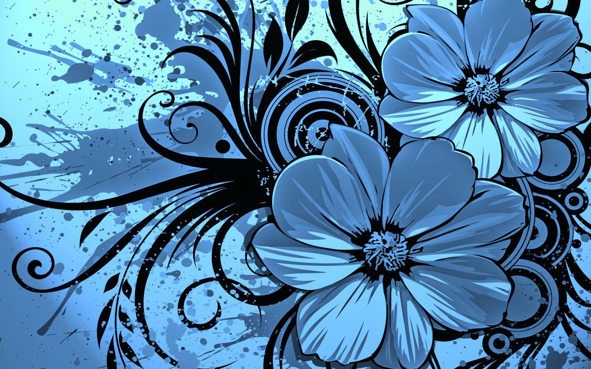 1920x1200 Blue Flower Vector Image and Black Flower Vector, Blue Flower Design Vector and Flower Vector Clip Art /