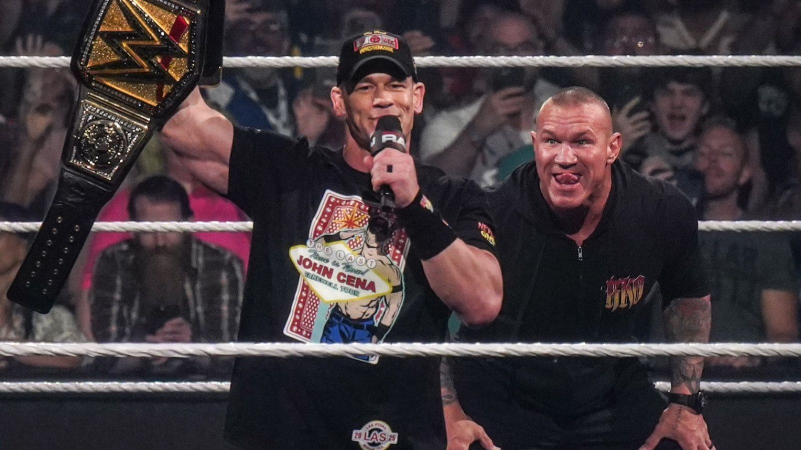 1600x900 Randy Orton Stuns John Cena With His Trademark RKO On RAW After Wrestlemania