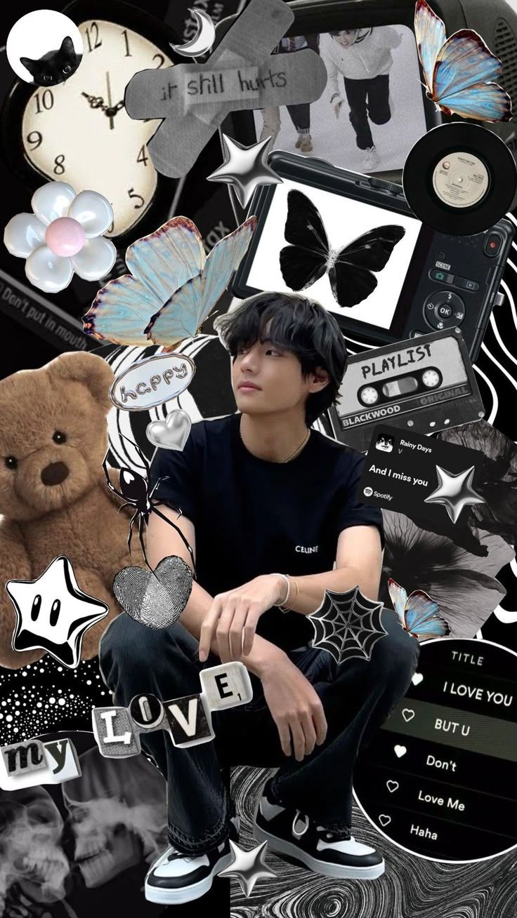 736x1308 BTS V #btsv #btswallpaper #taehyung #blackandwhite