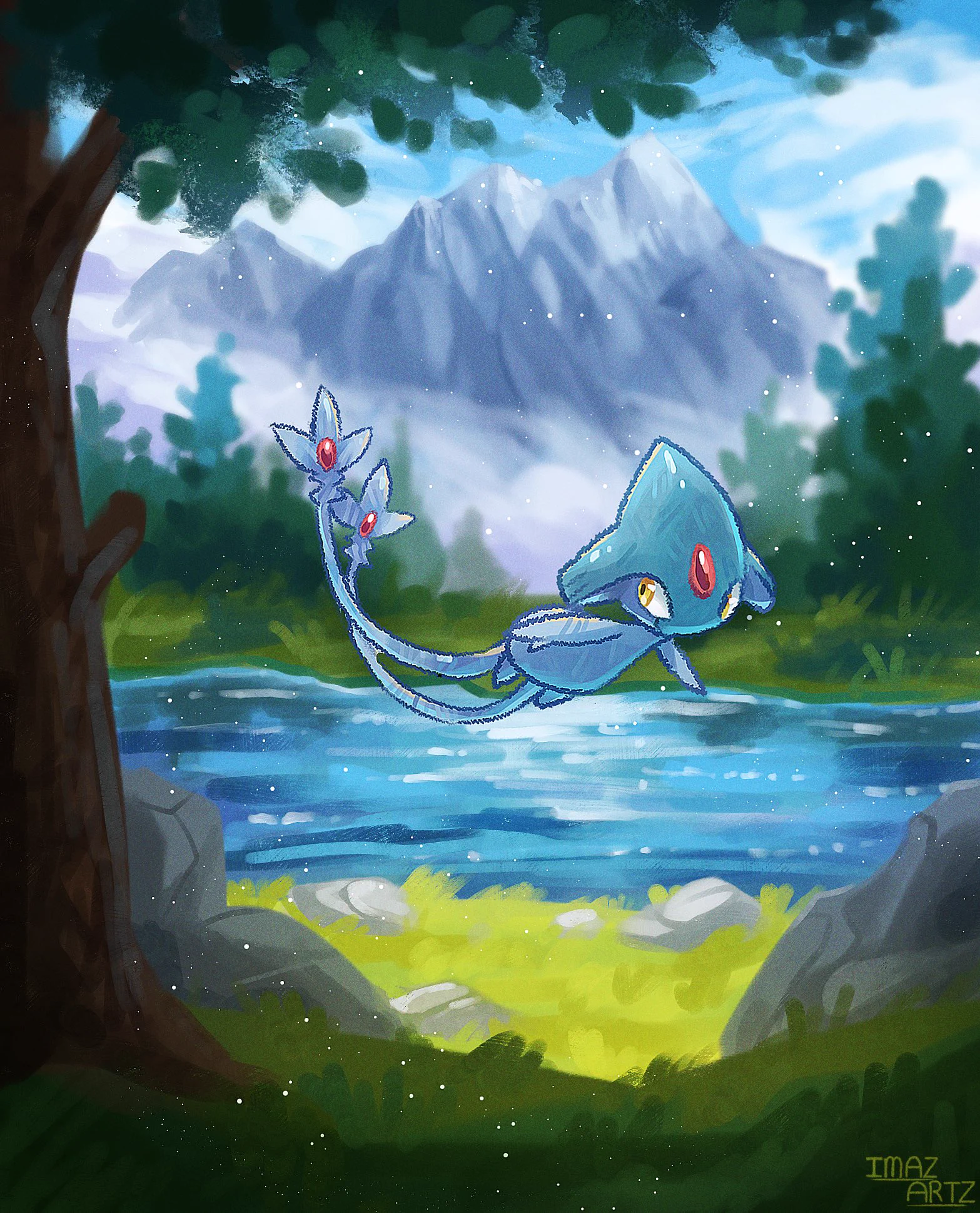 1567x1939 ImazArtz on X: A finished twitch art redeem! It's one of the lake trios! Azelf! #Pokemon #fanart #pokemonart / X