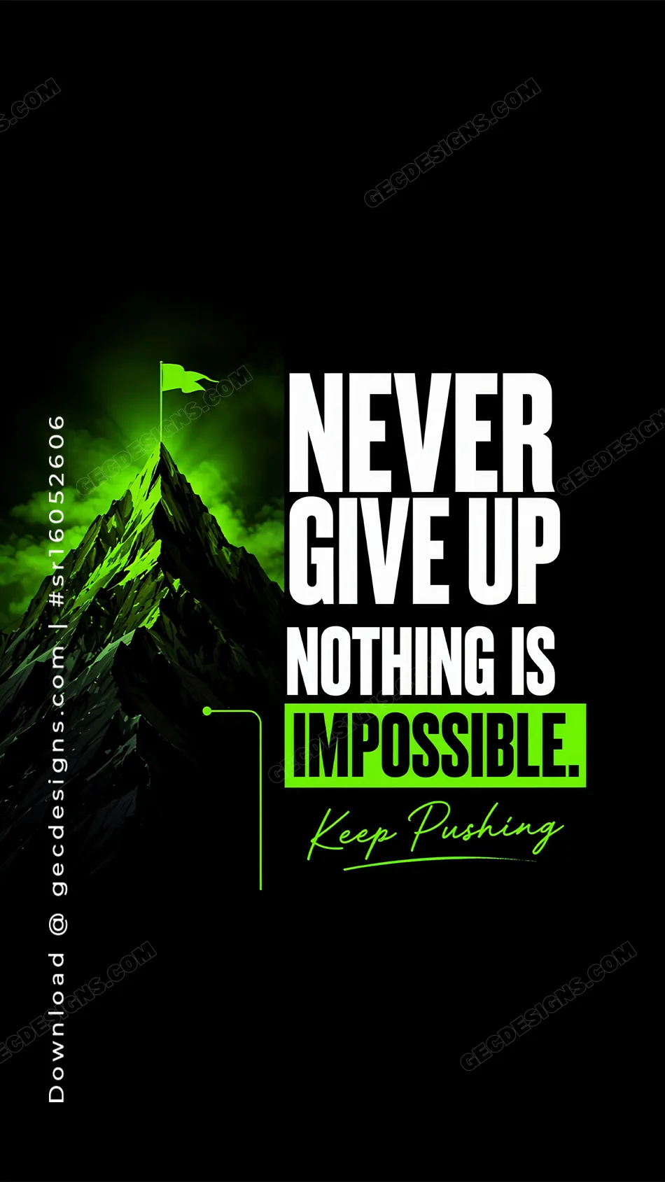 950x1689 Green Motivational Quote iPhone Wallpaper with Mountain Goal Design: Free & Premium Creative Assets