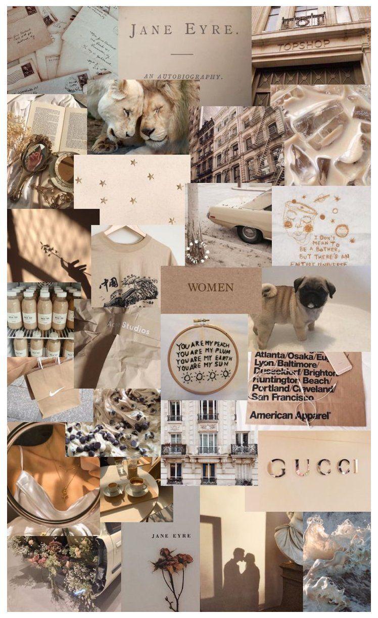 Beige Aesthetic Collage Background