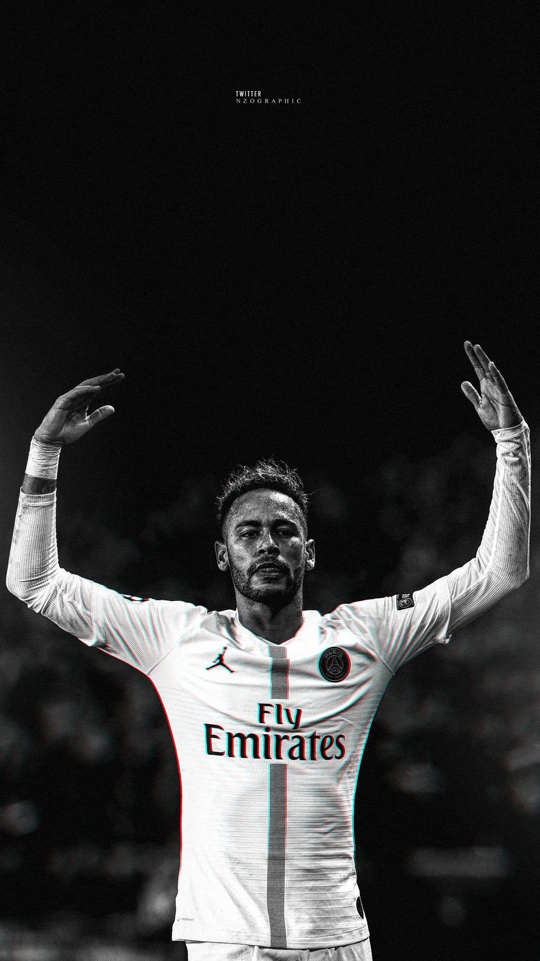 1080x1920 Neymar Black And White Wallpaper