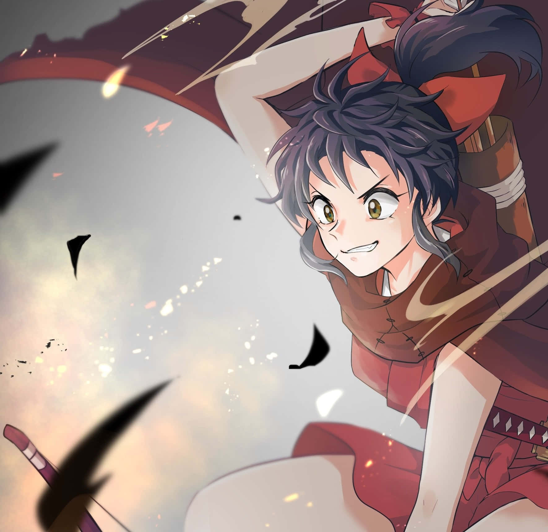 1771x1720 Download Yashahime Trio: Towa, Setsuna, and Moroha in Battle Wallpaper