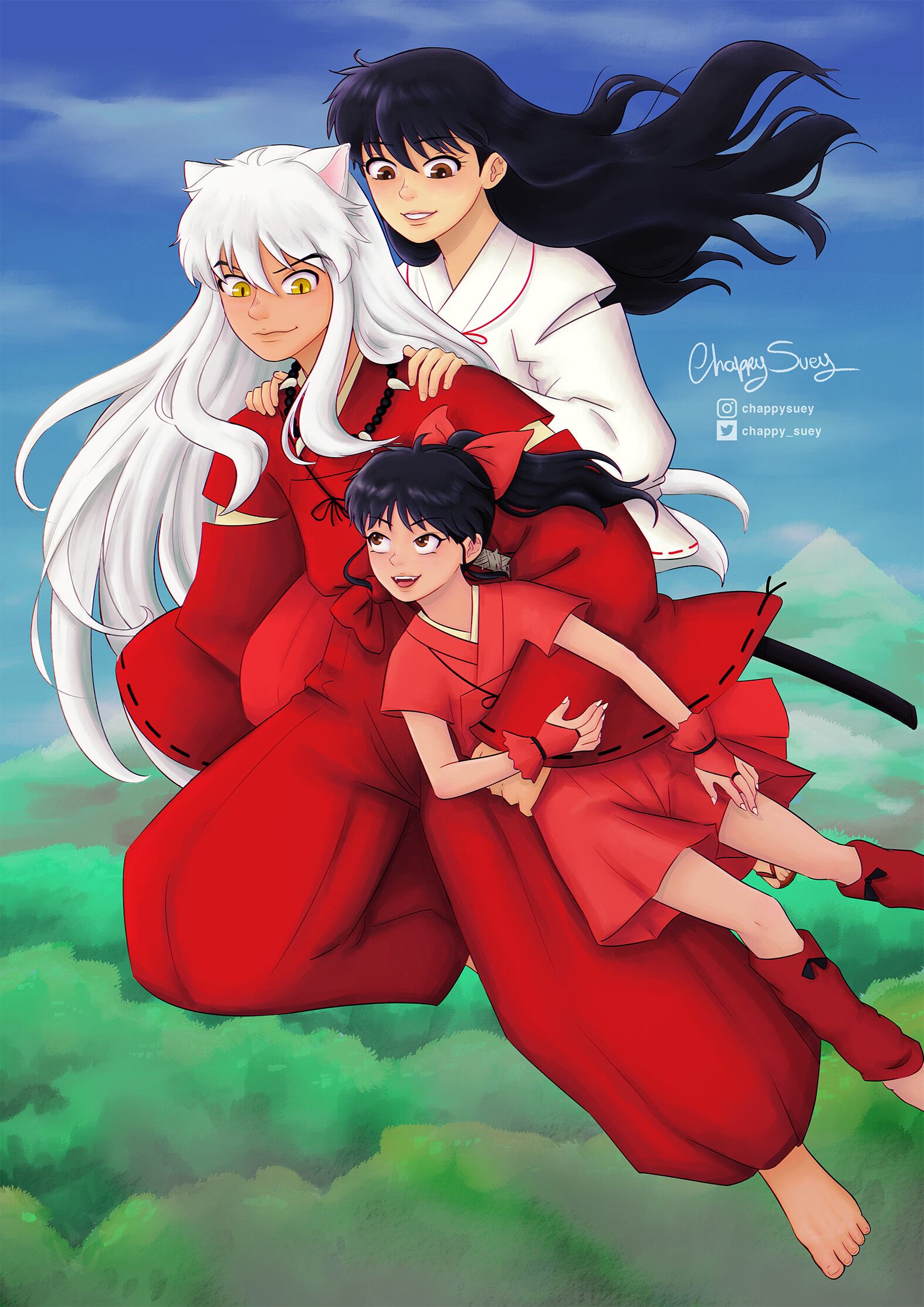 1575x2227 Inuyasha and Kagome saving Moroha