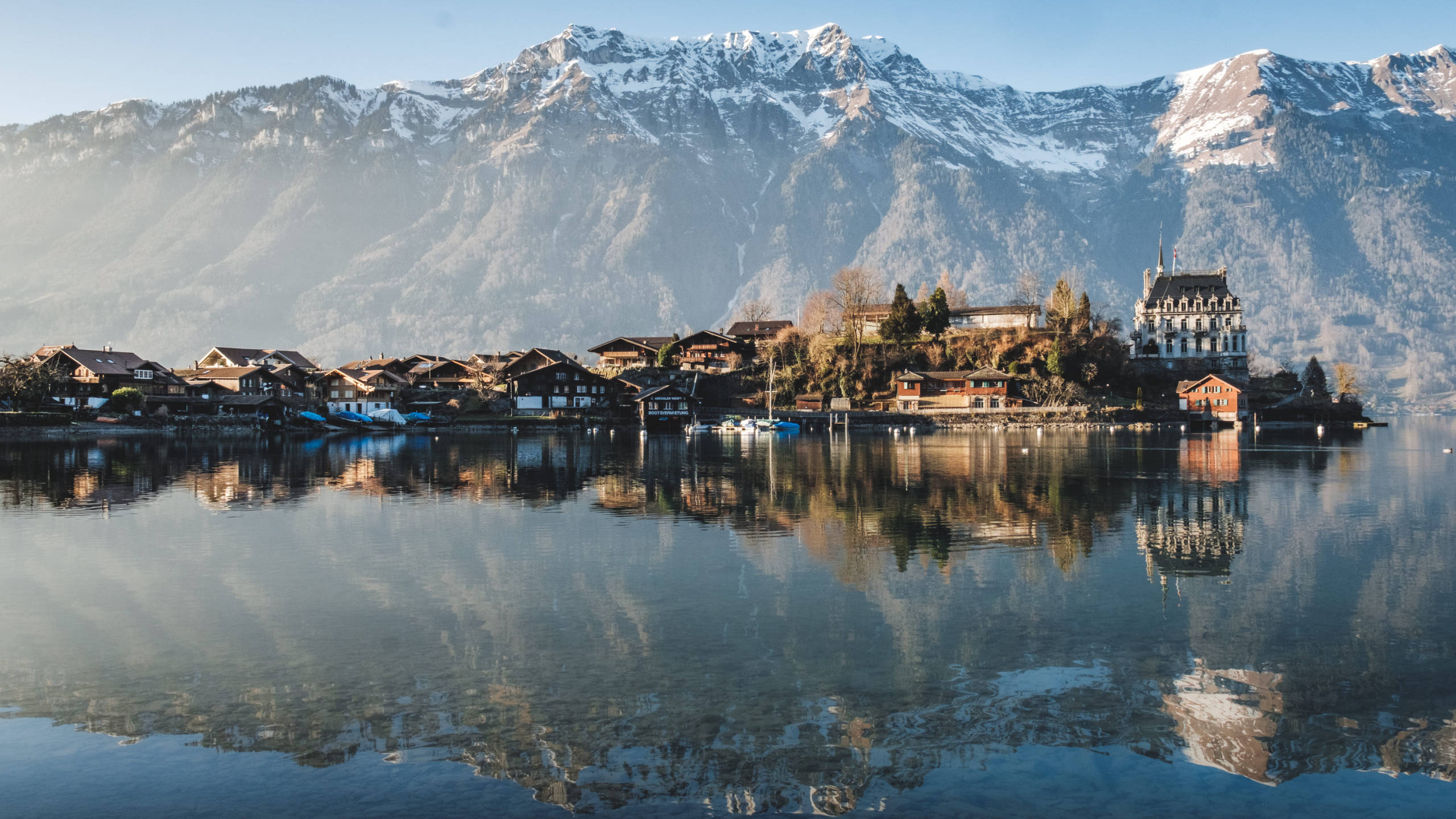 2560x1440 Download Iseltwald Village Switzerland Wallpaper