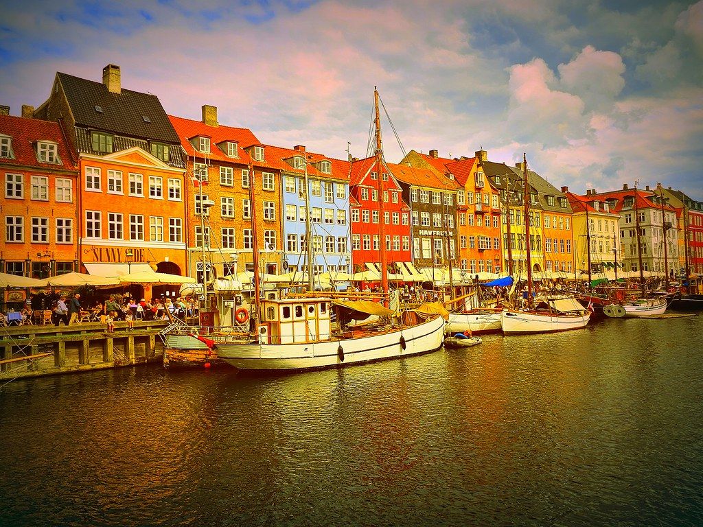 1024x768 Summer day in Copenhagen. * * * Colorful Nyhavn is one of C