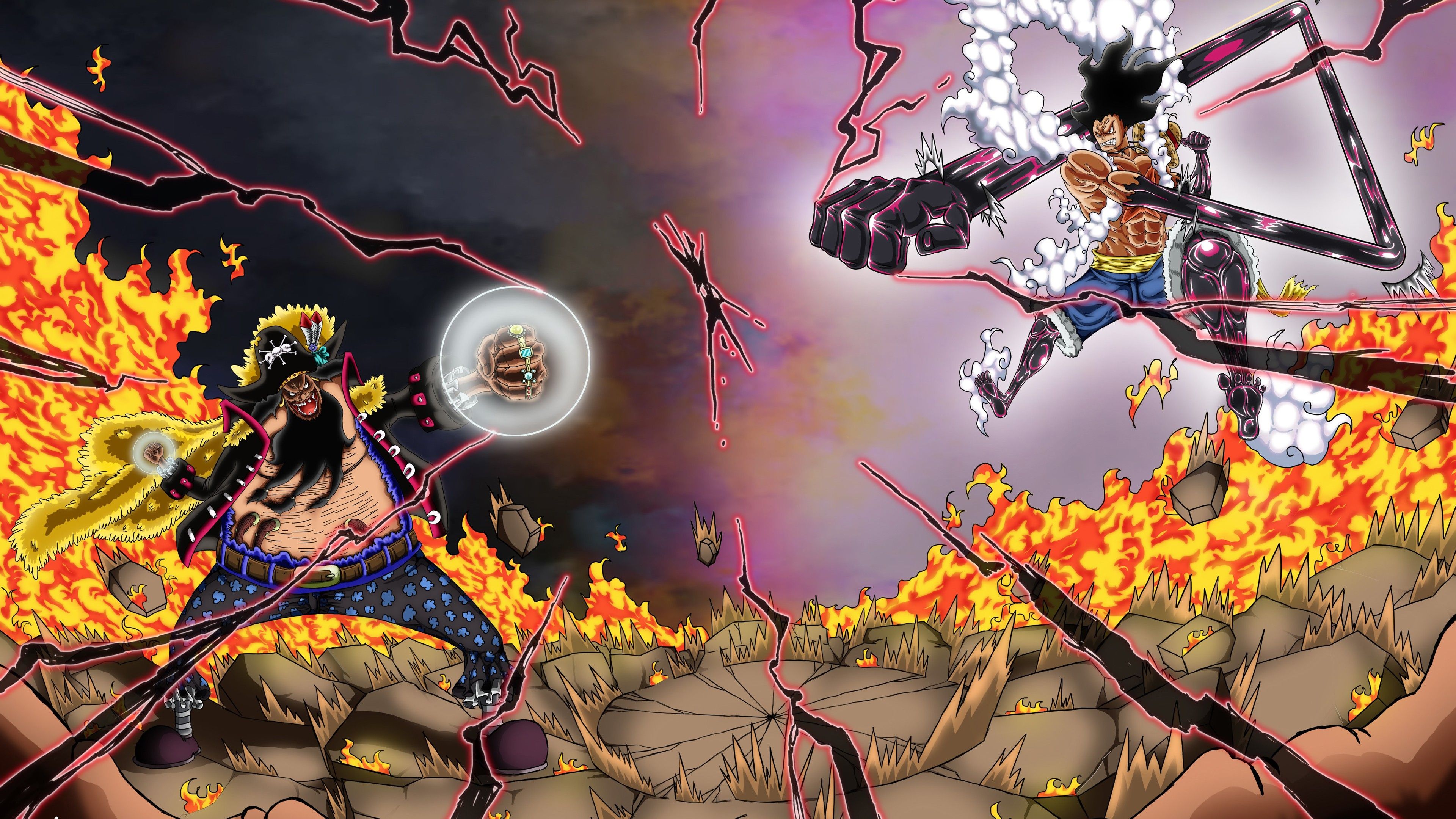 3840x2160 Marshall D. Teach Monkey D. Luffy 4K HD One Piece Wallpaper