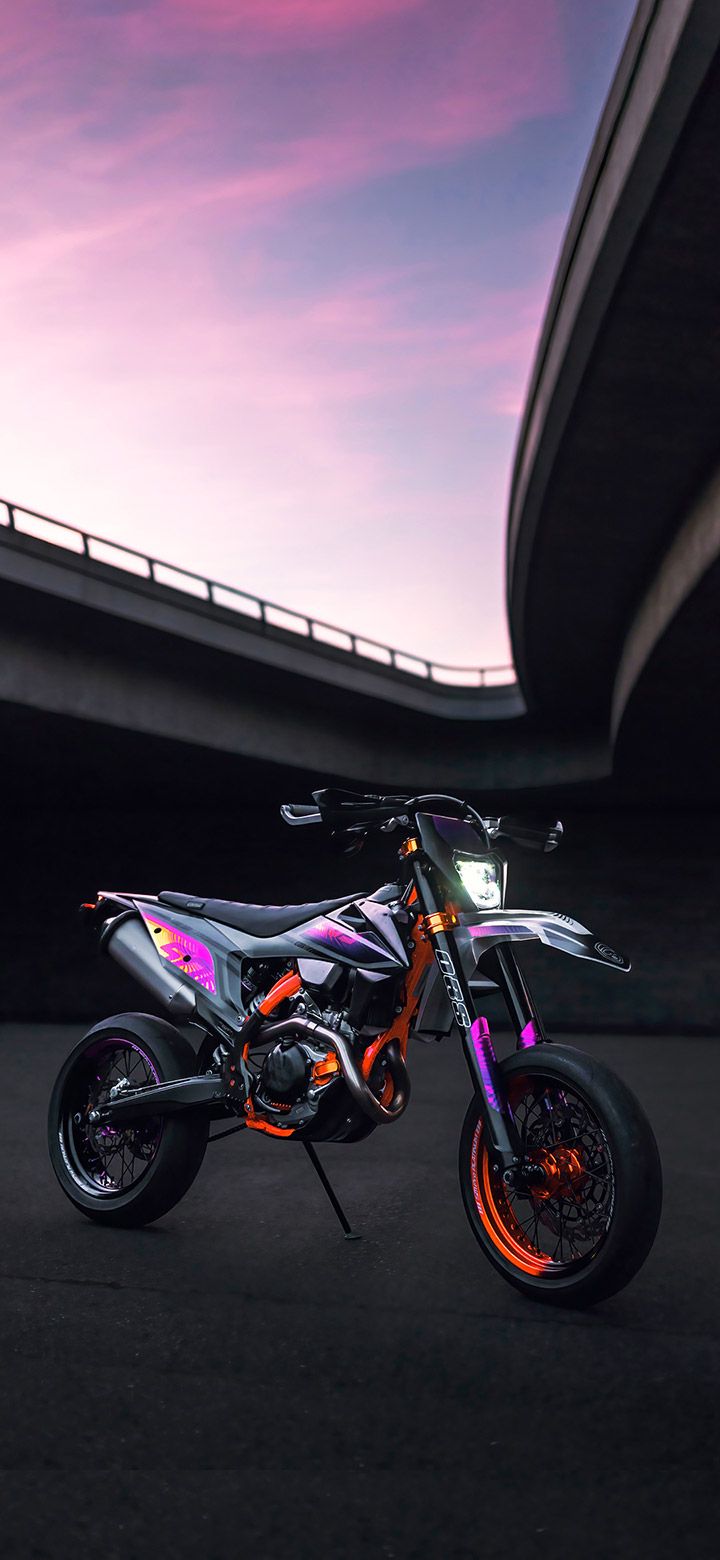 720x1560 Cool Dark Dirt Bike On Asphalt 4K phone Wallpaper