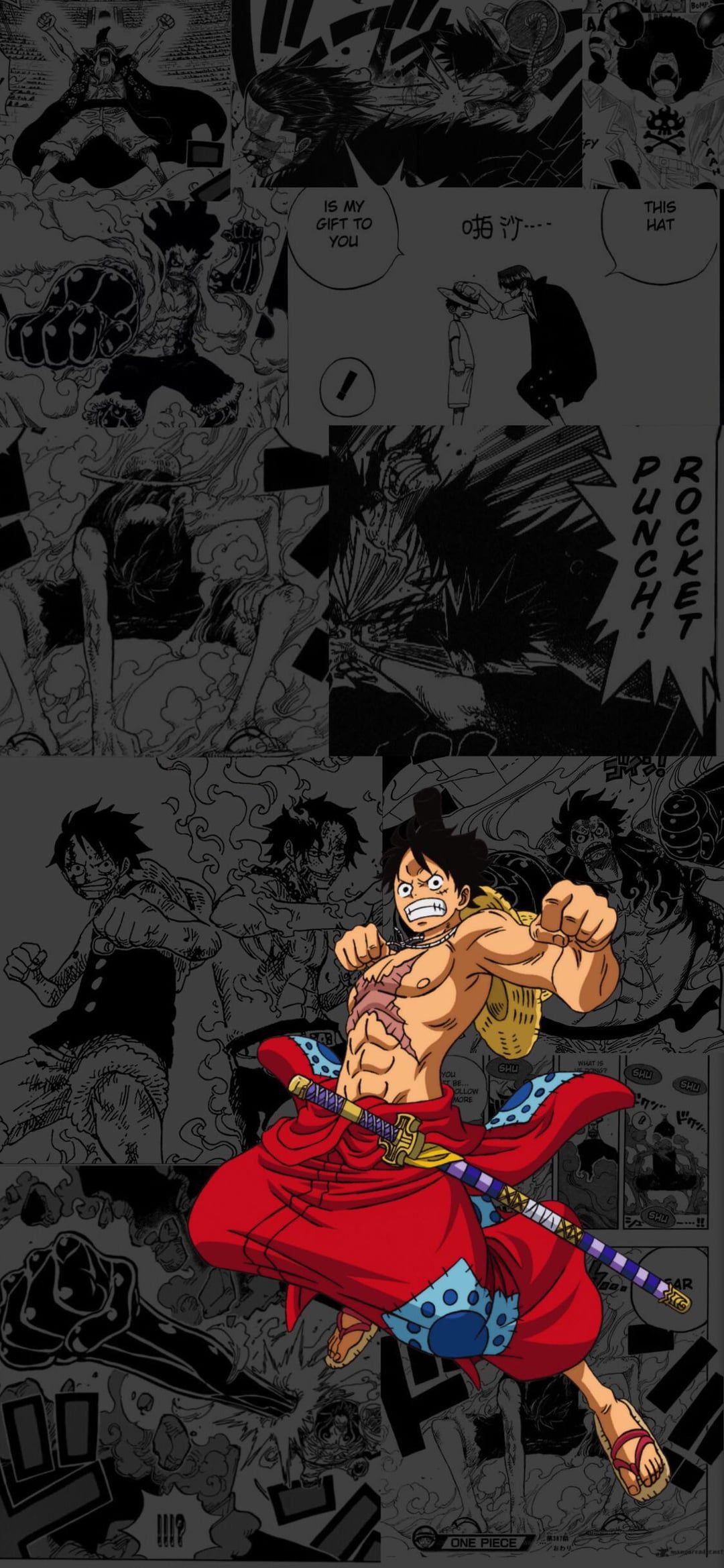 1080x2338 I made a refined version of my luffy wallpaper and took some feedback from people in the subreddit and I genuinely think this is also a lot better since it will also