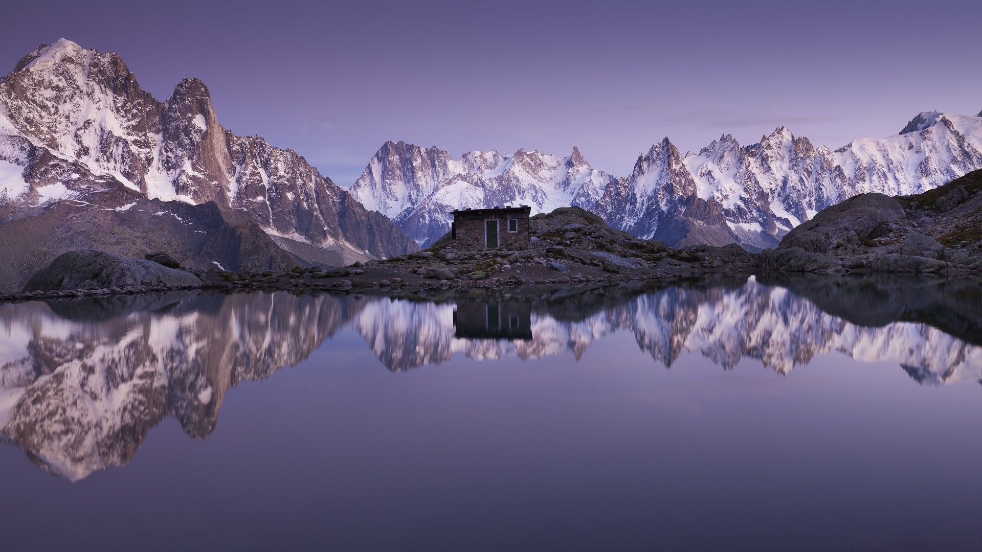 1920x1080 Cabin Reflections Mountains 4K Wallpaper
