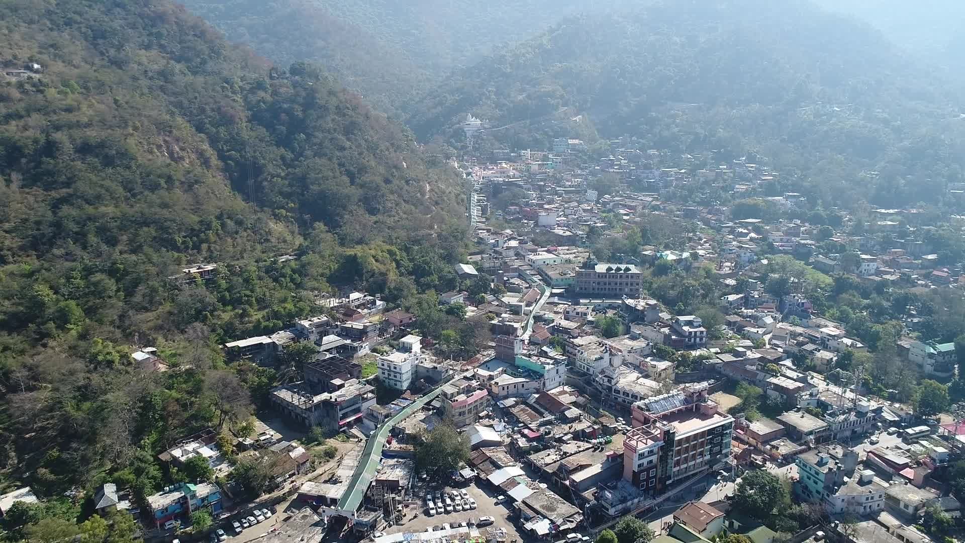 1920x1080 Aerial Drone View of Jawalamukhi Temple Town