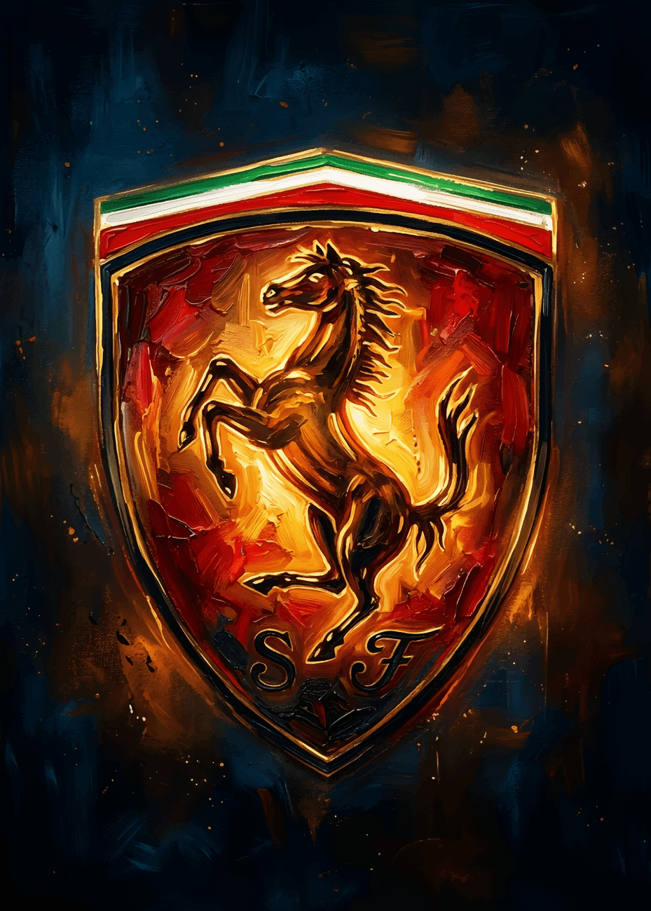 929x1300 Poster Scuderia Ferrari Prancing Horse Oil Painting