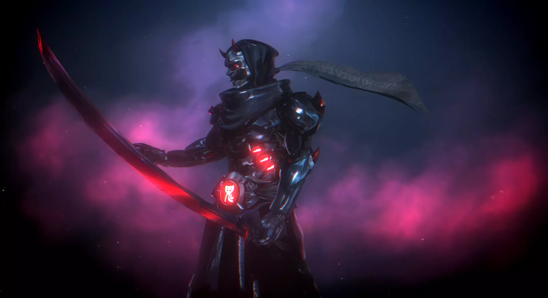 1920x1045 Live wallpaper Genji with a katana in his hand download on