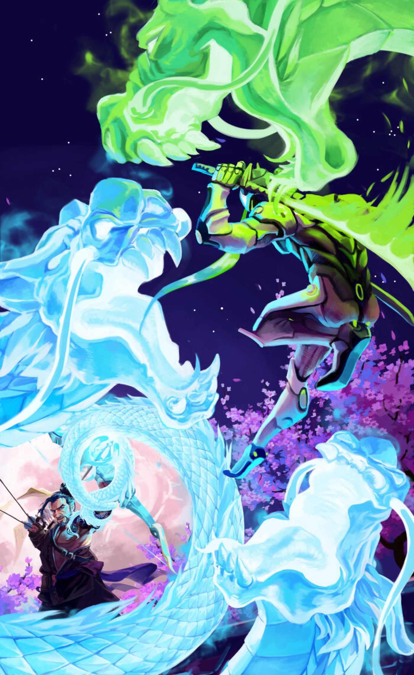 1400x2282 Hanzo And Genji Wallpaper