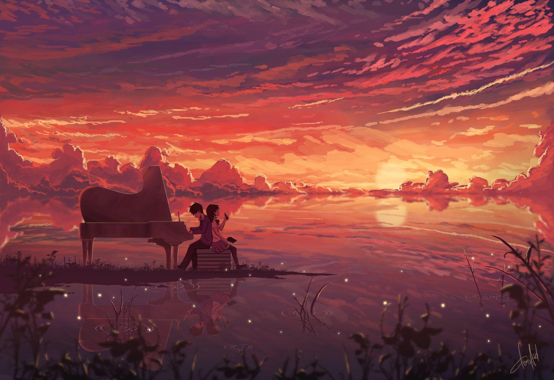 1920x1320 Anime Orange Sky Wallpaper