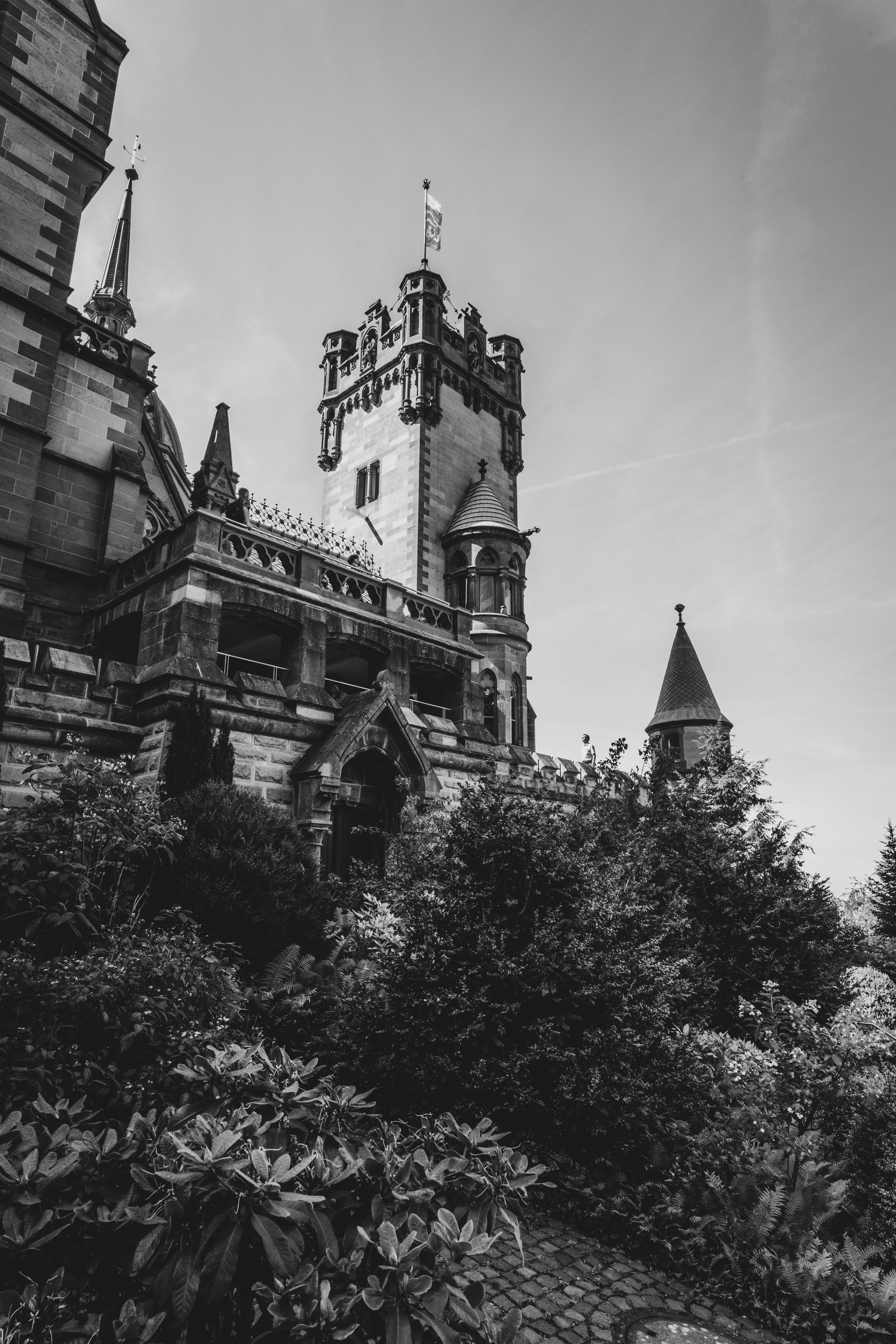 4672x7008 Gothic Revival Castle in Black and White · Free