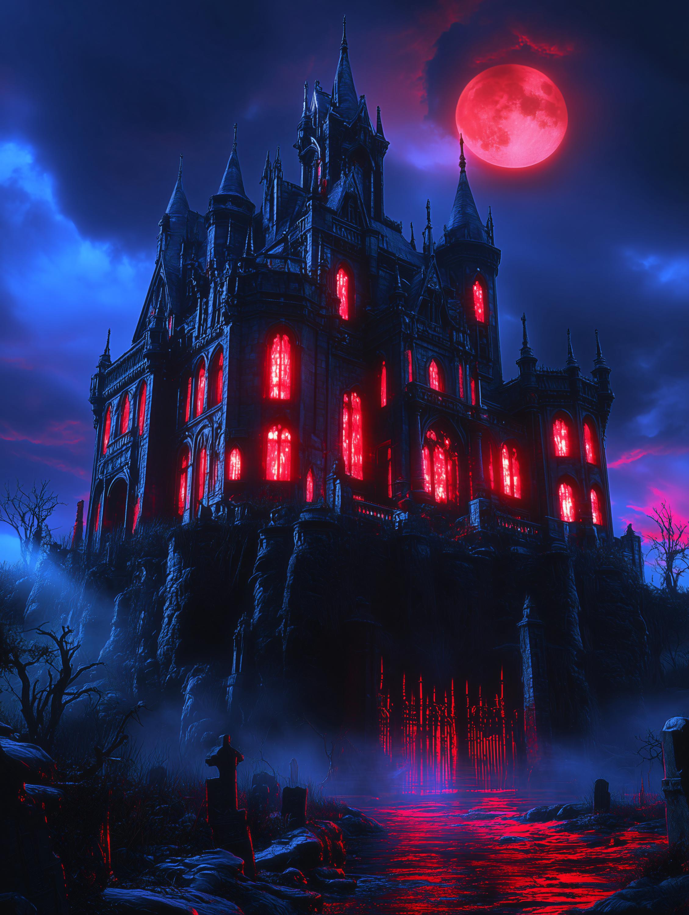 2259x3000 Gothic Vampire Castle Art Print Set: Dark Fantasy Horror Decor (digital Download)