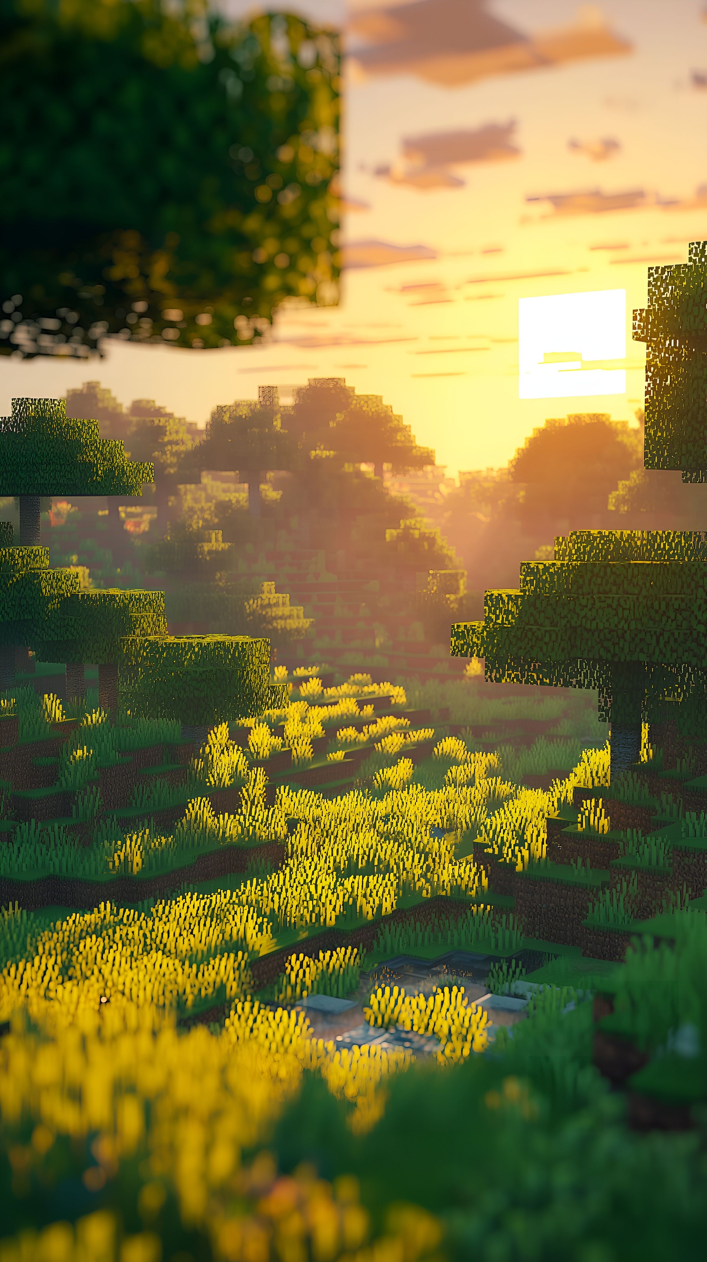 2400x4282 Minecraft Sunset Valley Wallpaper 4Kx4282