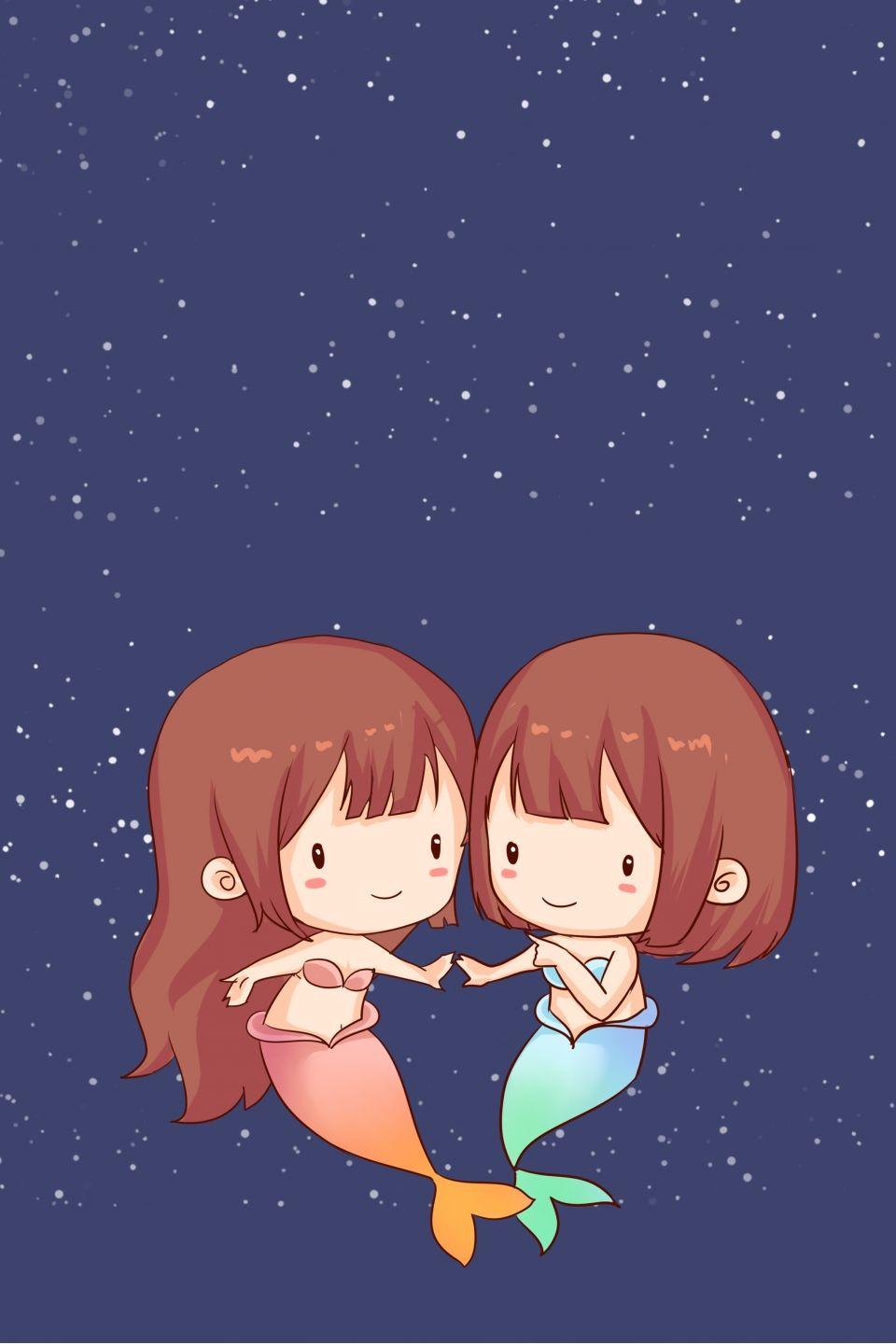 960x1440 Beautiful Girl Gemini Zodiac Poster Background, Gemini, Constellation, Poster Background Image for Free Download