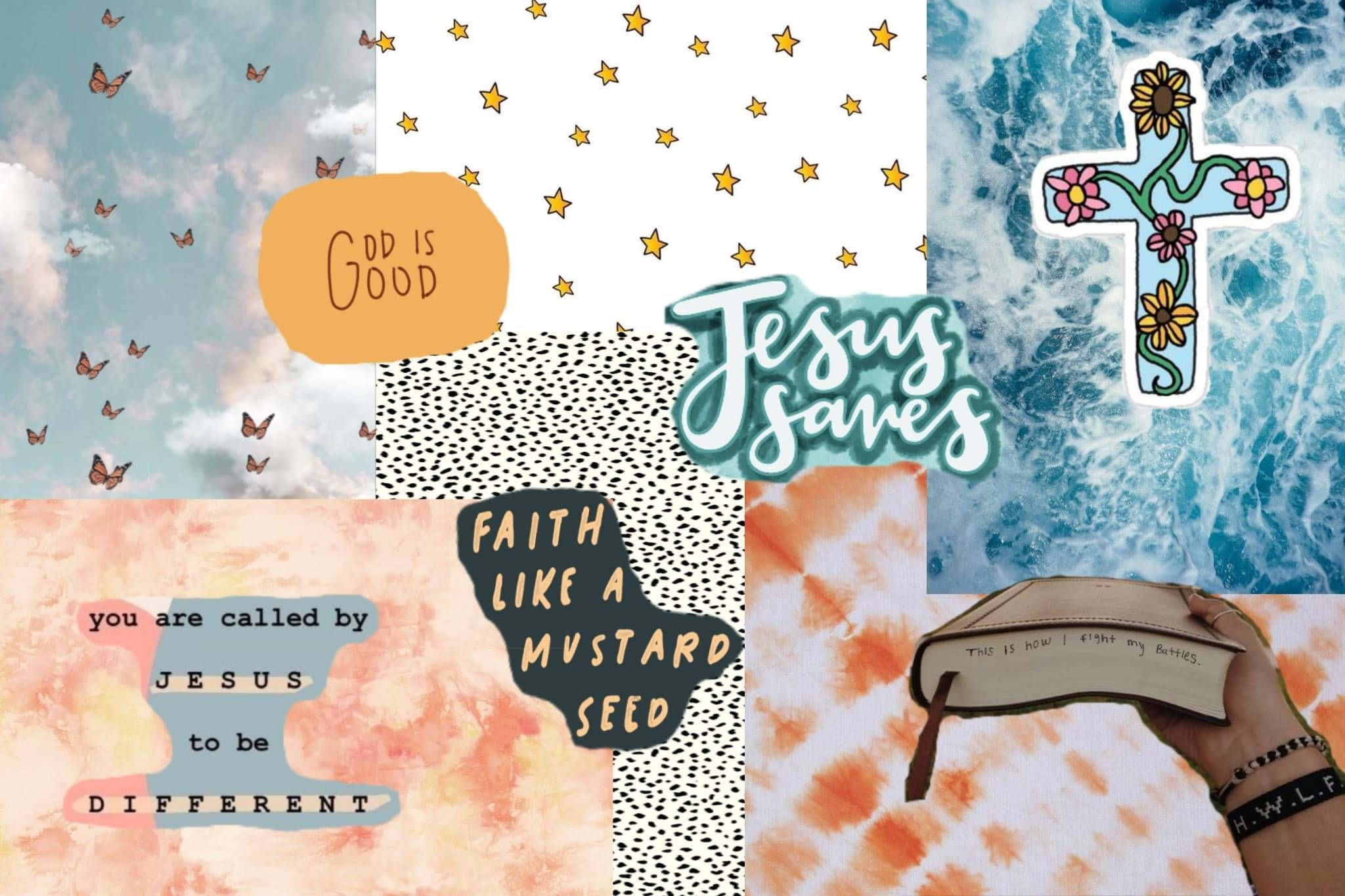 2048x1365 Download Christian Inspired Collage Aesthetic Wallpaper
