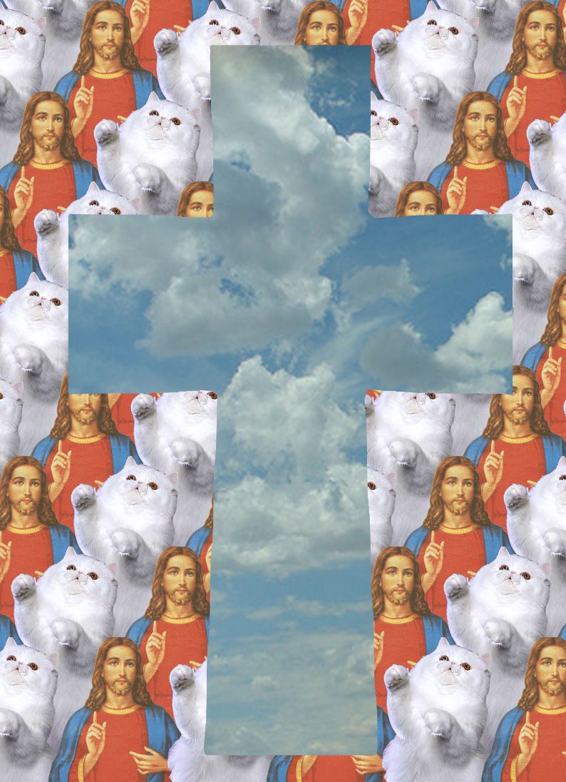 794x1096 cross cat jesus wallpaper clouds reverse 2