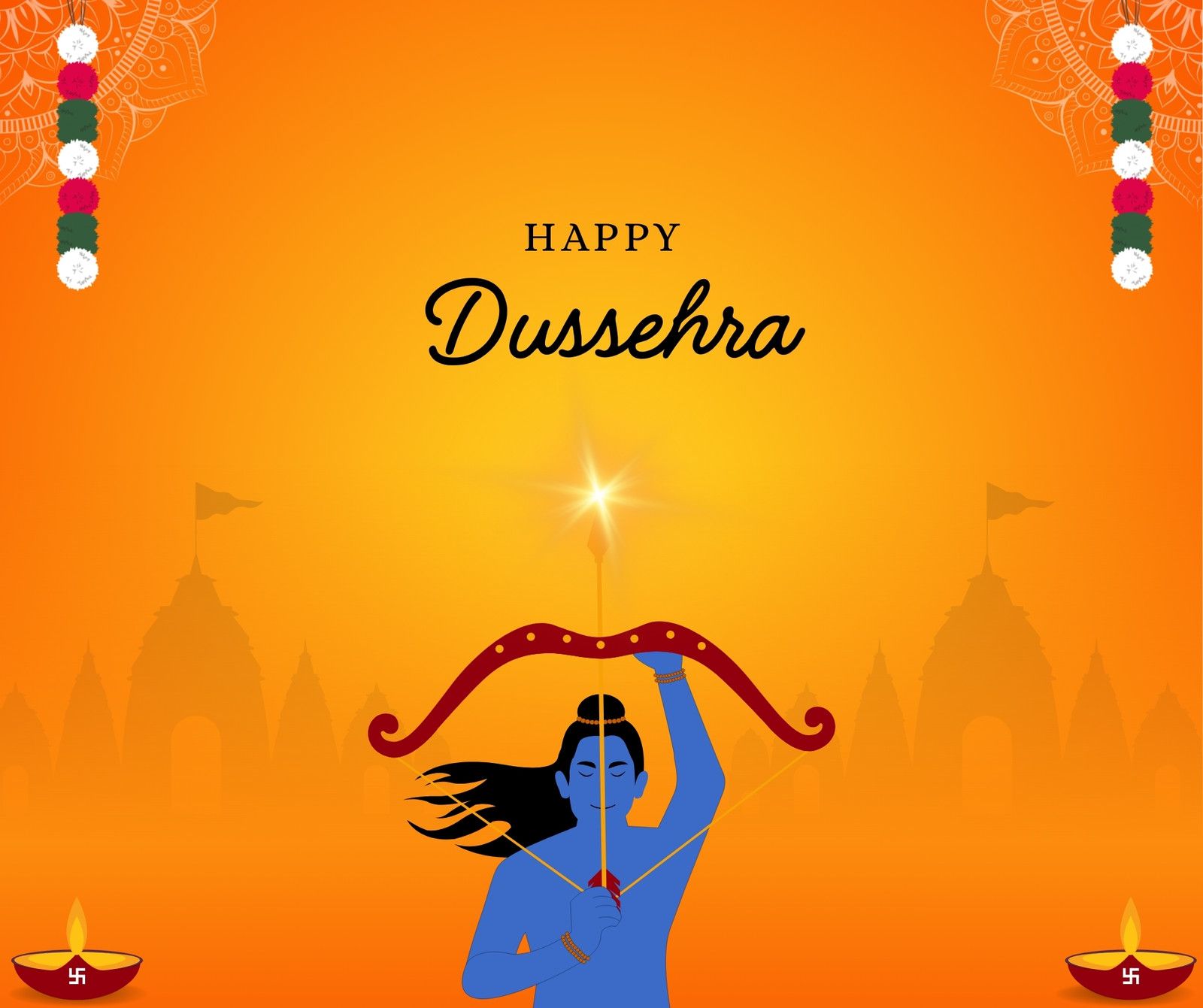 1600x1341 Orange and Red Illustrated Dussehra Facebook Post