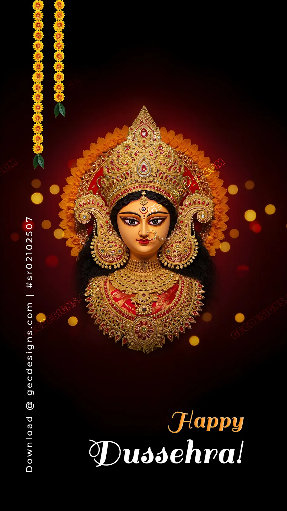 950x1689 Happy Dussehra 2025 Wishes with Maa Durga, Golden Crown, and Festive Celebration: Free & Premium Creative Assets