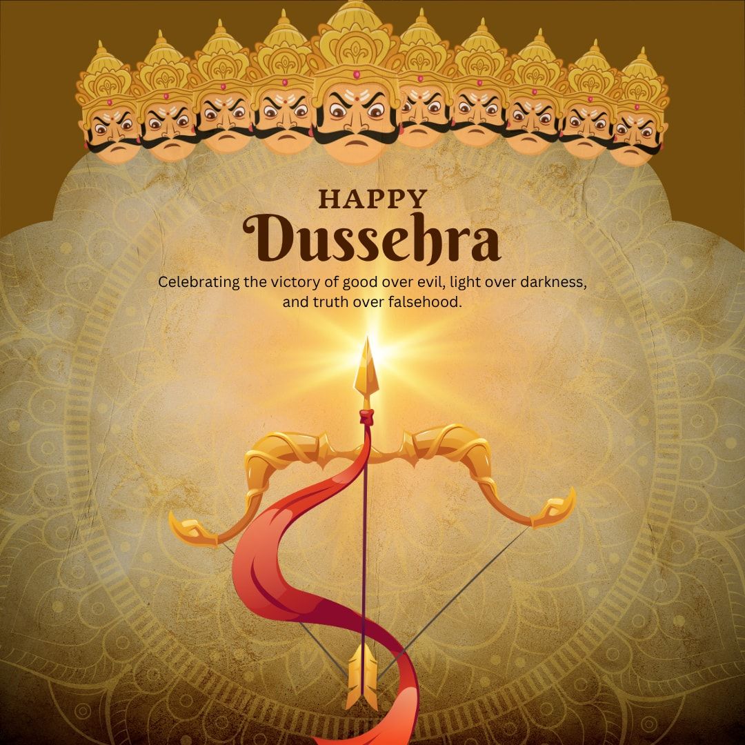 1080x1080 Dussehra 2025 Greetings: Wishes, Image, WhatsApp & Instagram Status, Messages, Quotes