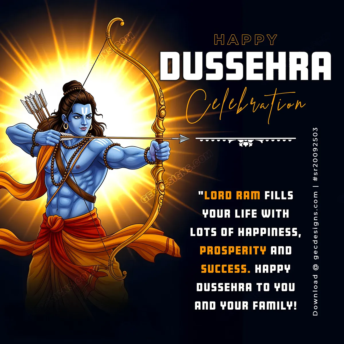 1200x1200 Happy Dussehra 2025 Wishes with Lord Rama, Inspirational Greetings for Prosperity and Victory: Free & Premium Creative Assets