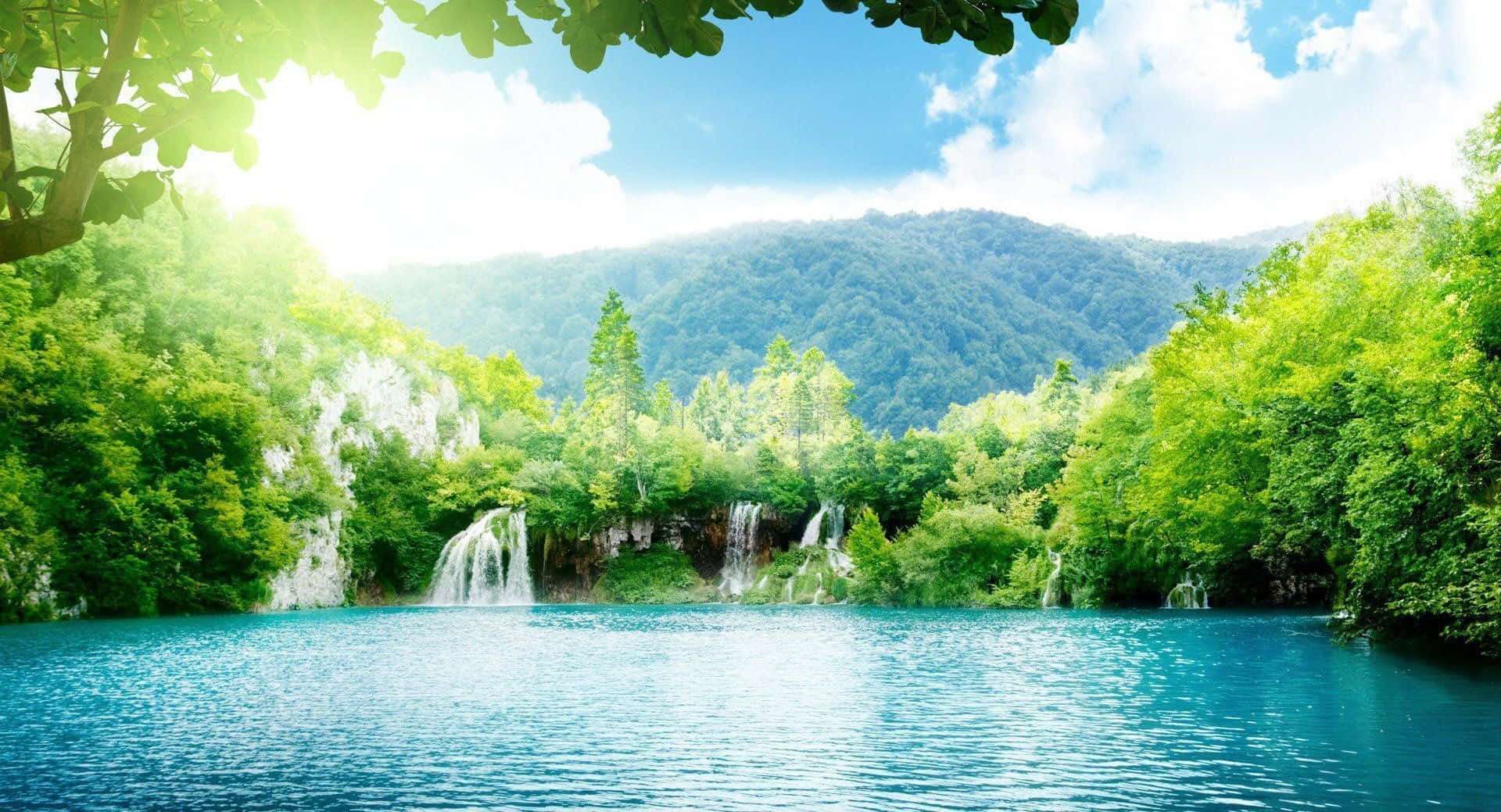 1920x1039 Download Peaceful Lagoon Greenery Sunny Day Wallpaper