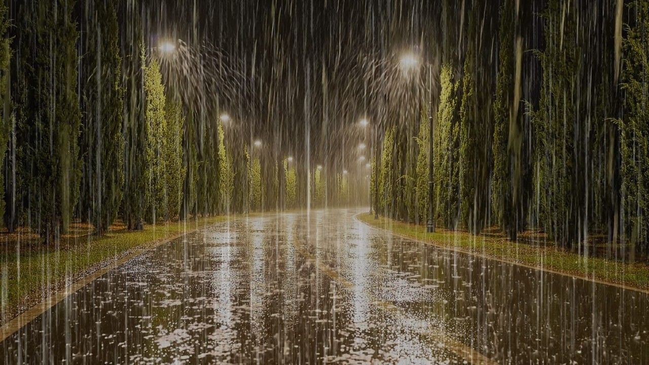 1280x720 Heavy Rain Sounds for Sleeping. Relaxing Night Rain Ambiance. ASMR RAIN FOR SLEEP