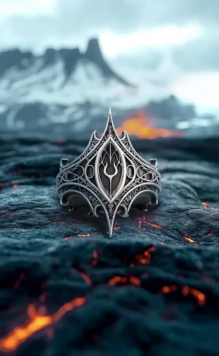 766x1240 Relic Prophecy Ring. Handmade Oxidized Sterling Silver Rune Sigil