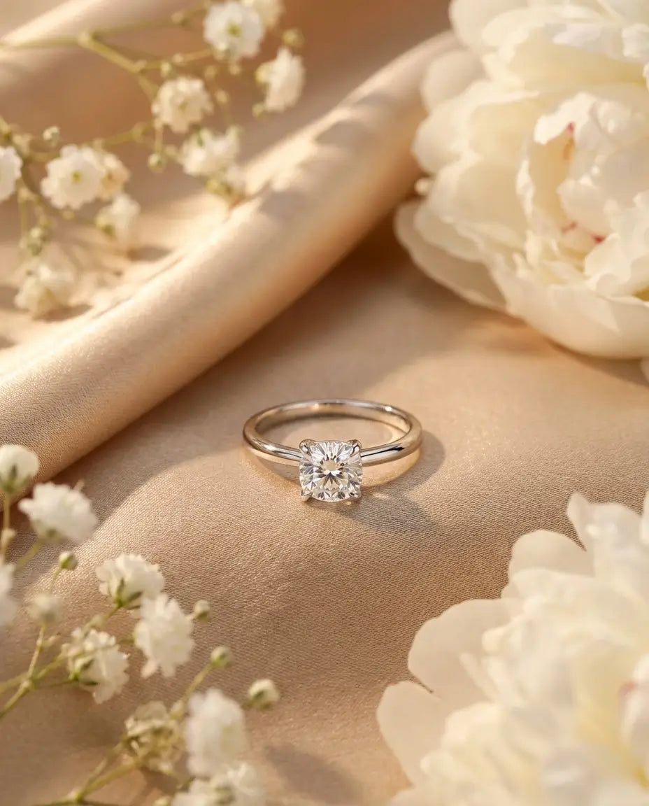 928x1152 1Ct Square Cushion Moissanite Solitaire Ring