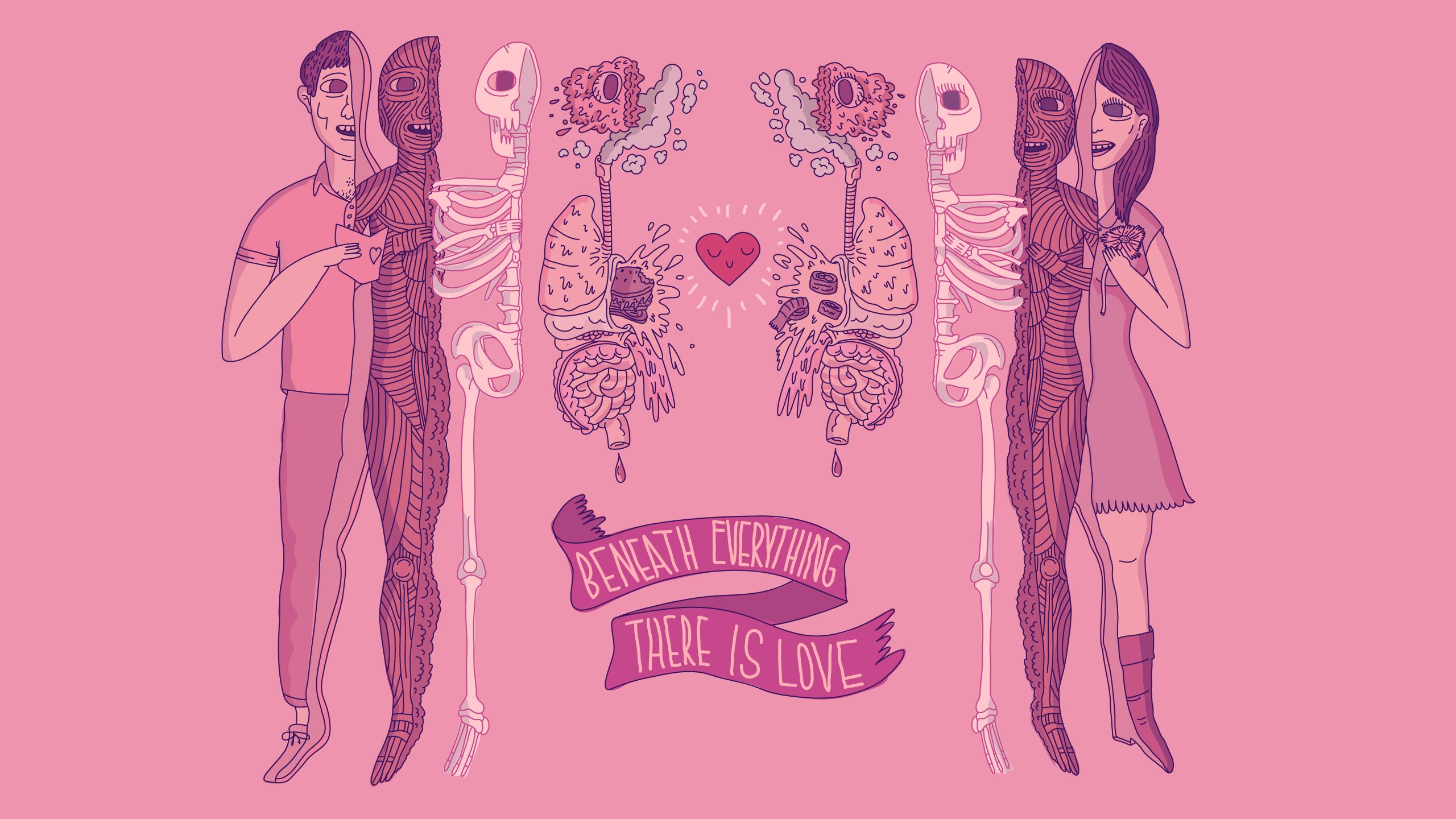2560x1440 Pink Scary Halloween Wallpaper