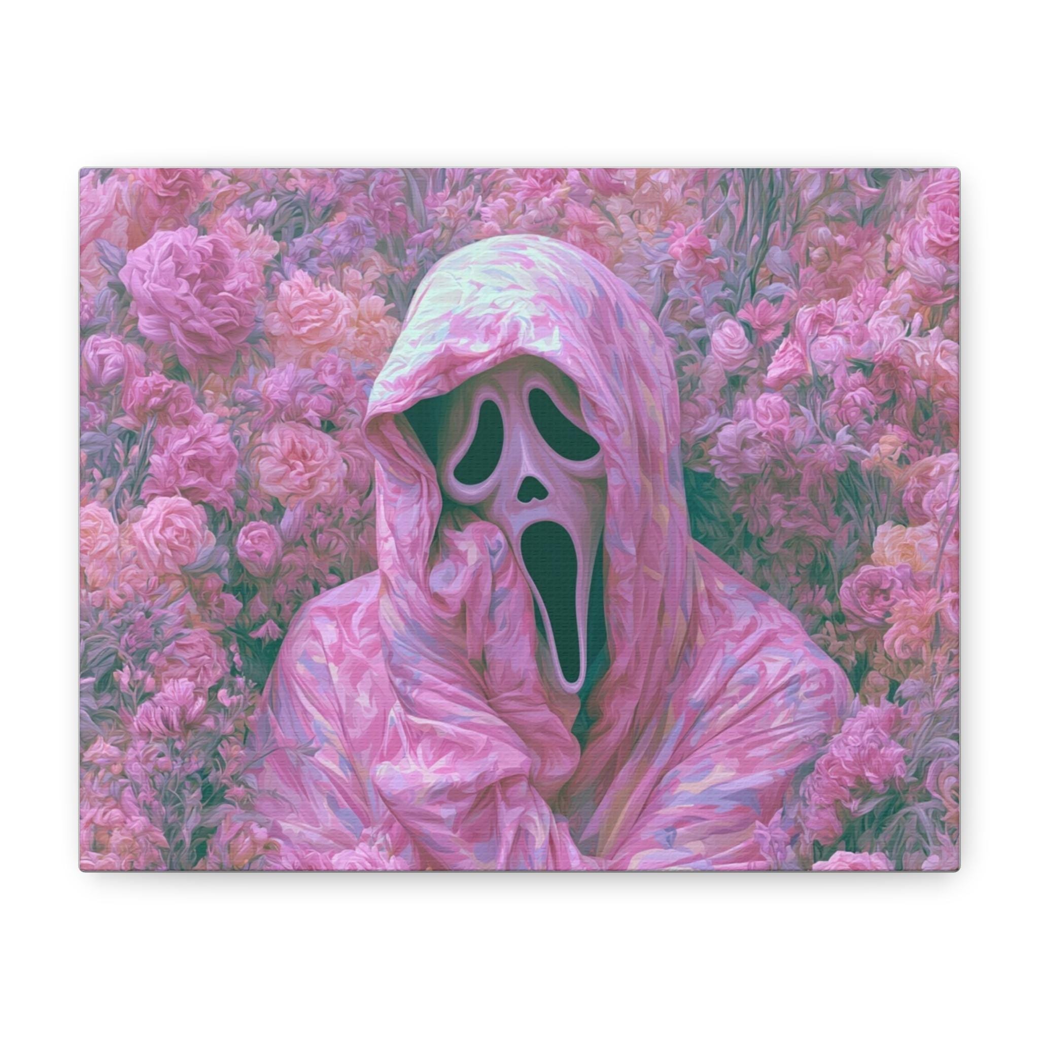 2048x2048 Ghostface in Lush Rose Scene Canvas Print. Matte Stretched 1.25
