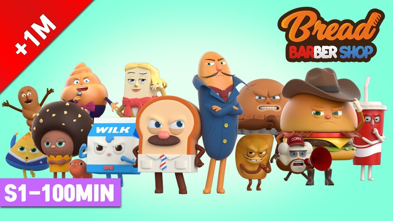 1280x720 BreadBarbershop Min Compilation 3!. English Animation Dessert Cartoon