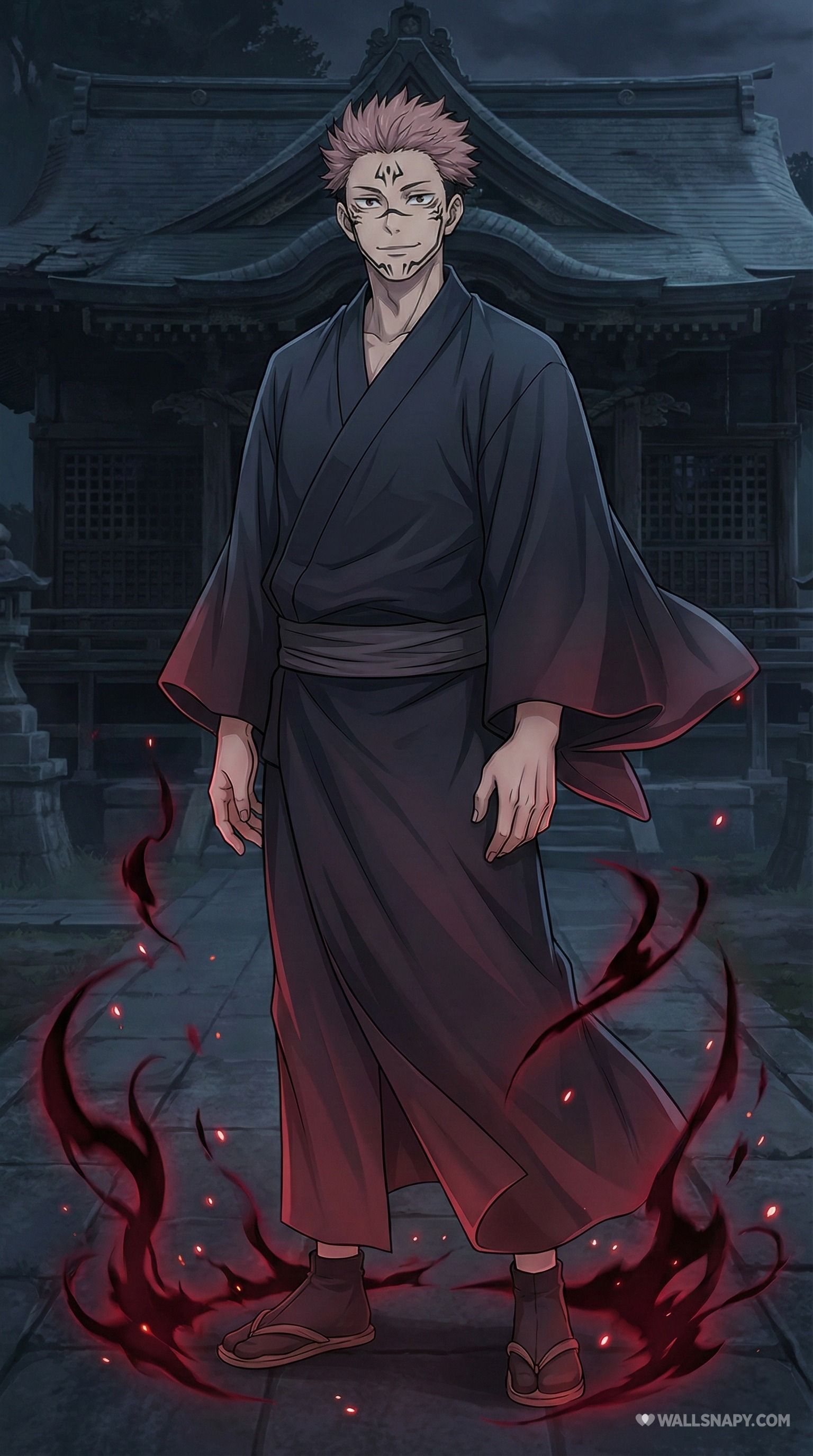 1536x2752 Ryomen sukuna cursed shrine night dark aesthetic 4k wallpaper