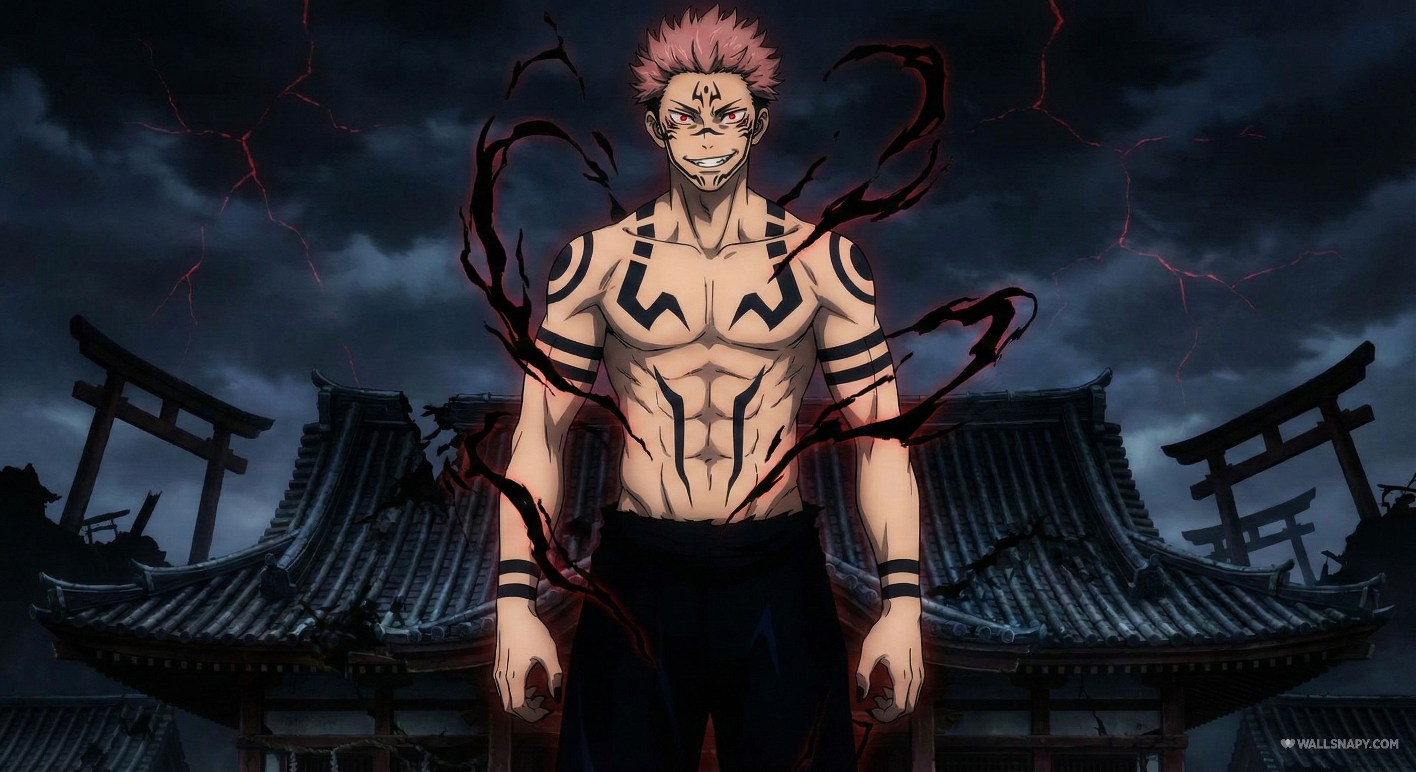 2816x1536 Jujutsu kaisen sukuna dark aura anime 4k wallpaper desktop