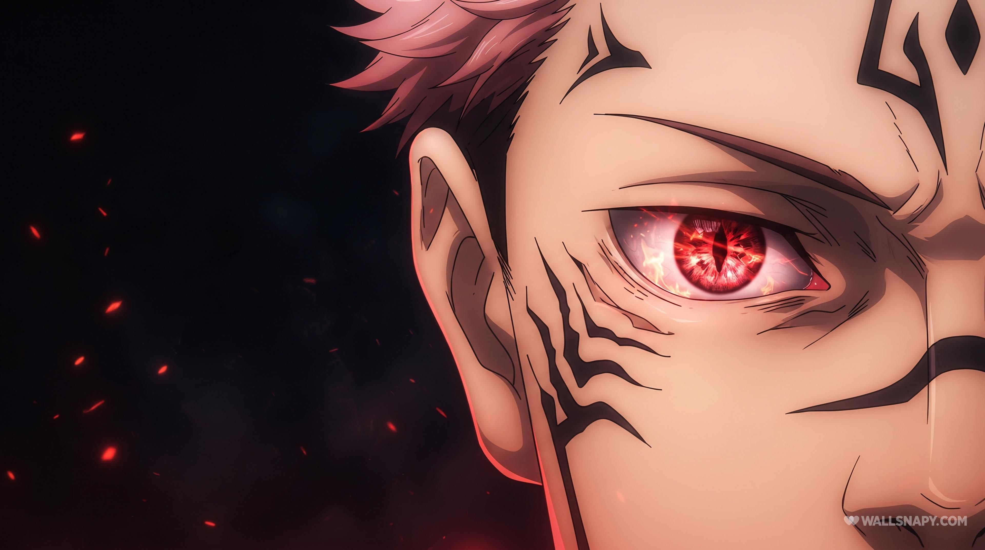 3840x2143 Sukuna glowing red eye closeup anime wallpaper 4k
