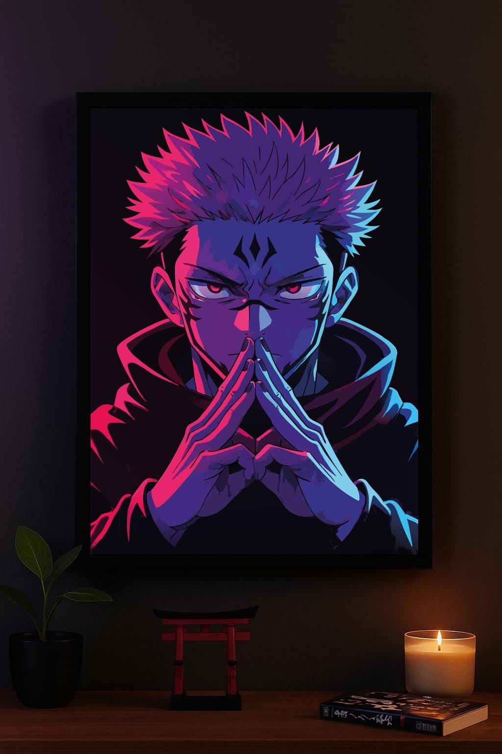1024x1536 Anime Wall Art Digital Download. Sukuna Neon Poster