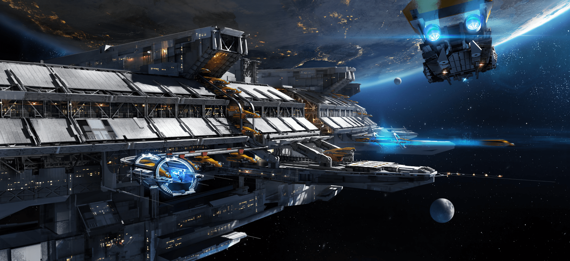 1920x879 Sci Fi Space Station HD Wallpaper By Erik Van Helvoirtx1080