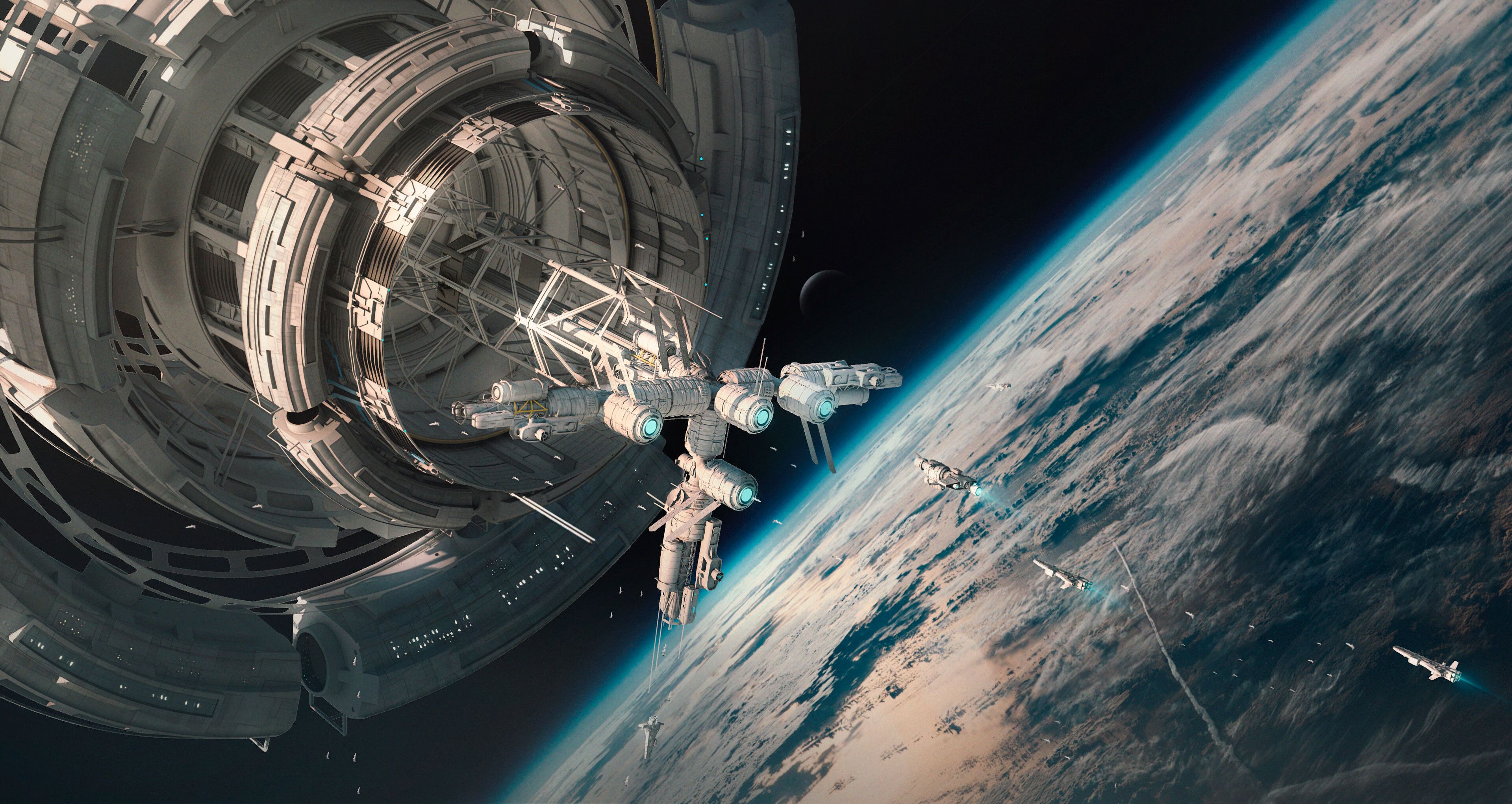 3840x2041 Space Station Wallpaper