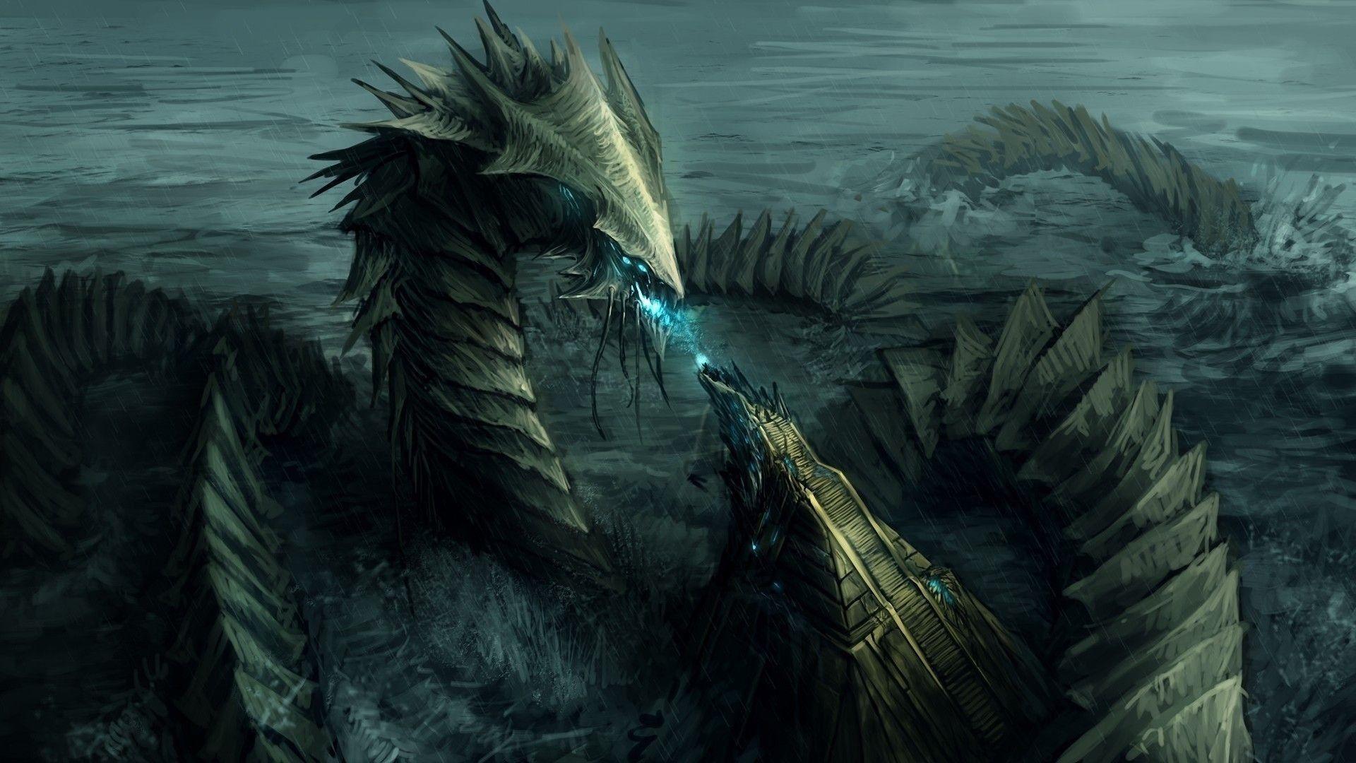 1920x1080 Water Dragons Wallpaper