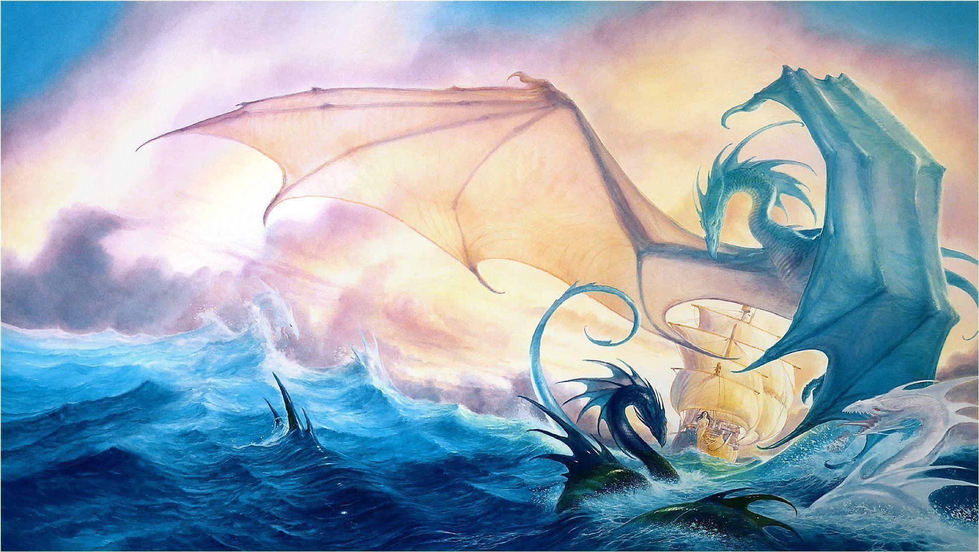 1950x1100 Cute Water Dragon Wallpaper .