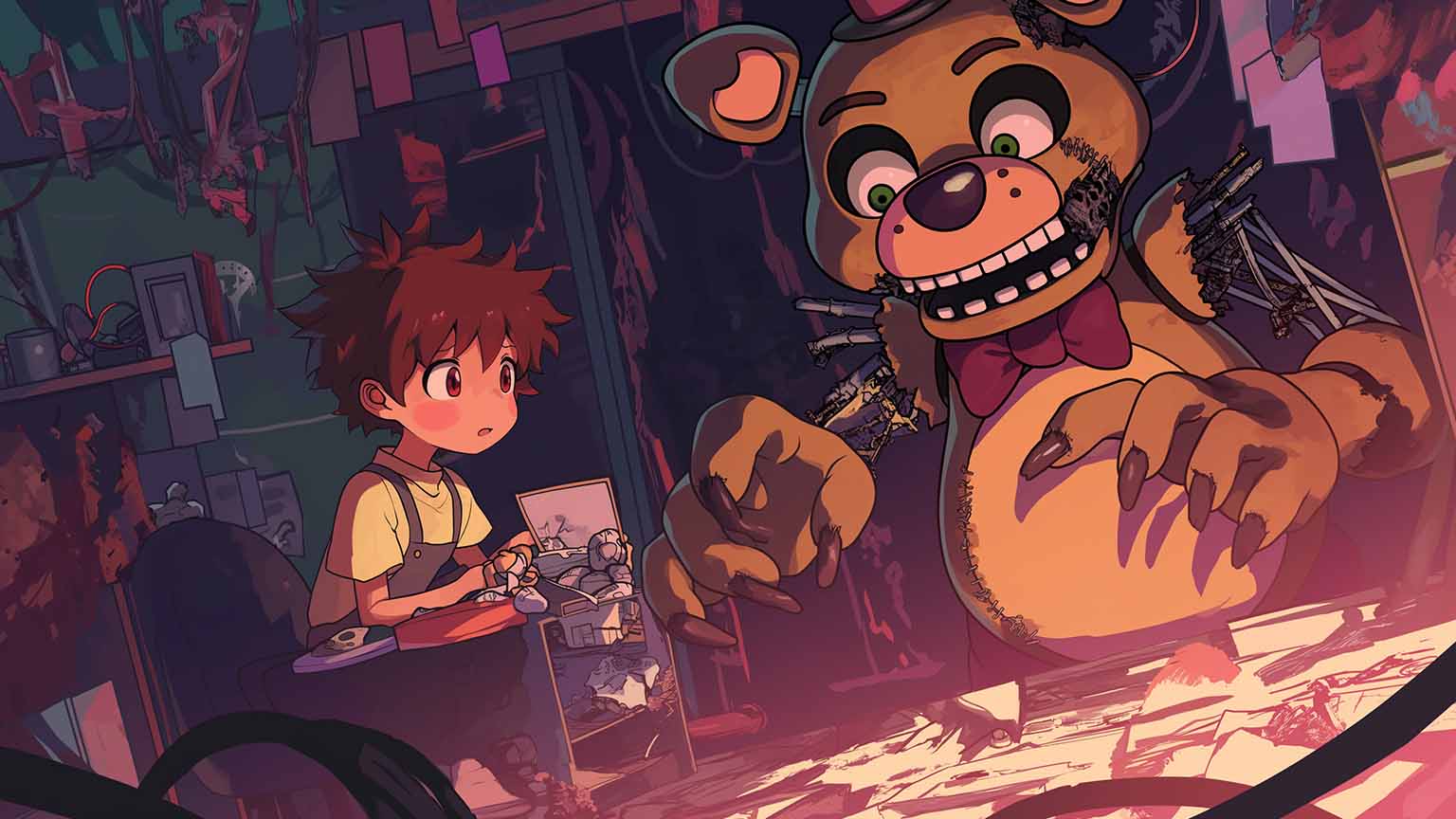 1536x864 Five Nights at Freddy's Child and Freddy Desktop Wallpaper