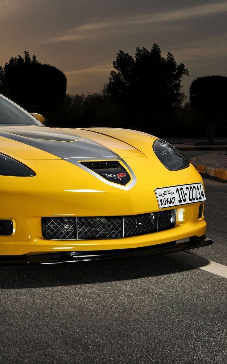736x1177 Wallpaper chevrolet corvette front view c6 yellow