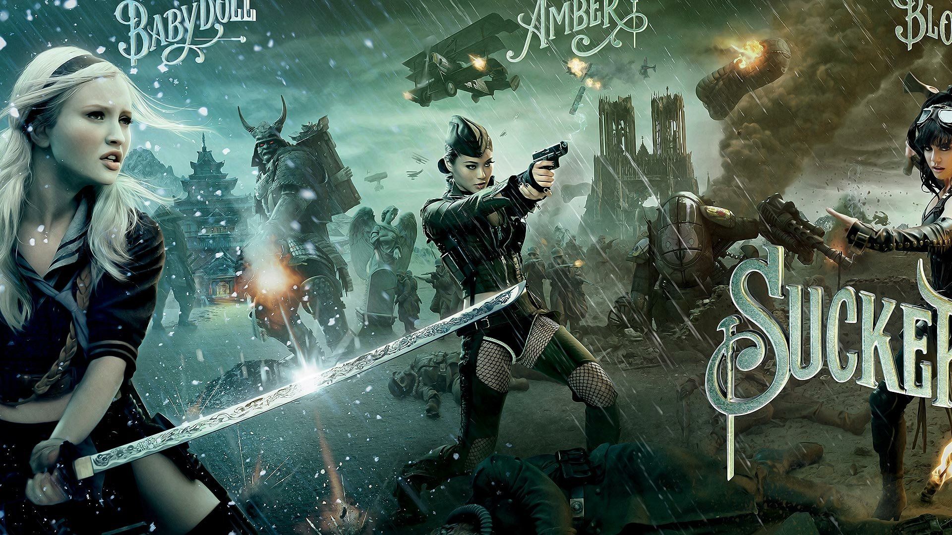 1920x1080 Sucker Punch HD Wallpaper Featuring Vanessa Hudgens, Jamie Chung & Emily Browningx1080