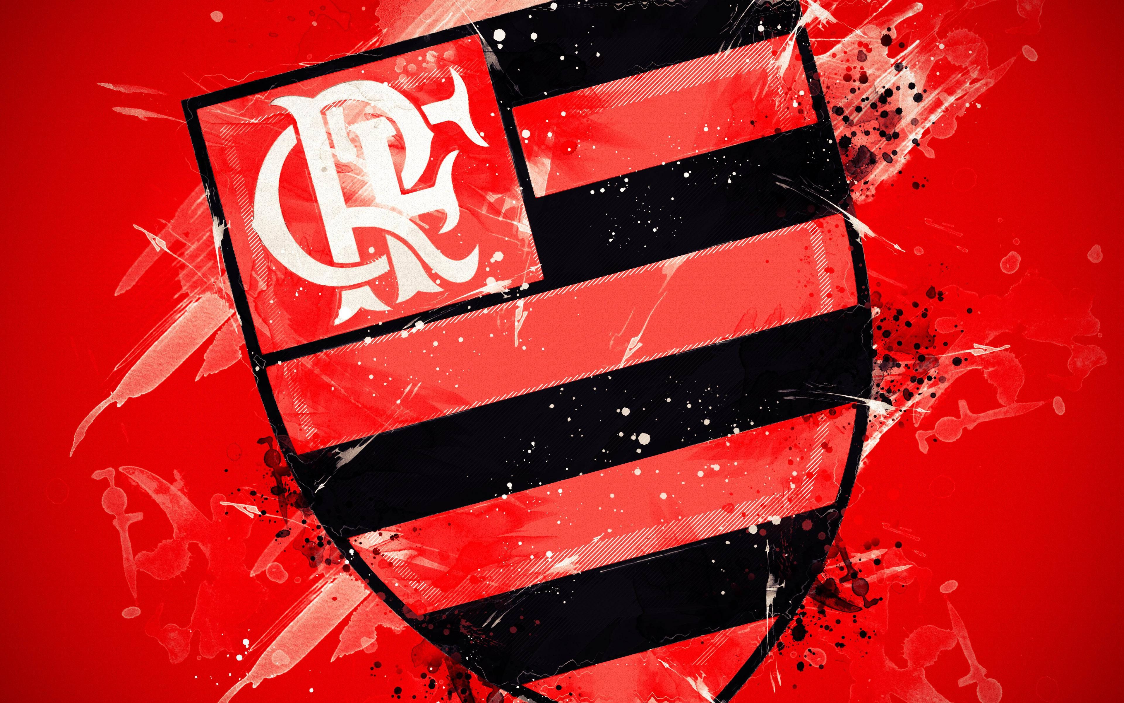 3840x2400 Download Flamengo FC Splattered Emblem Wallpaper